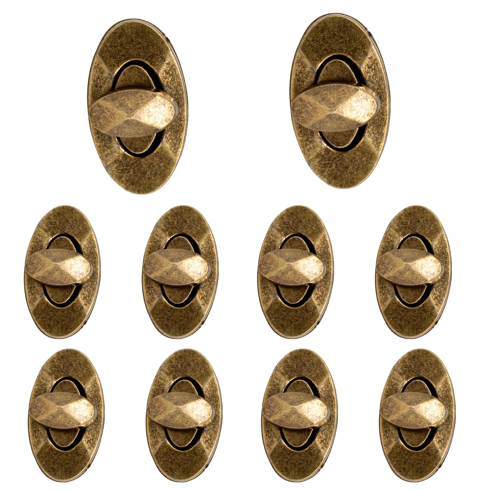 Trimming Shop Twist Turn Lock Oval Bag Closure, Bronze, 21mm x 37mm, 10pcs