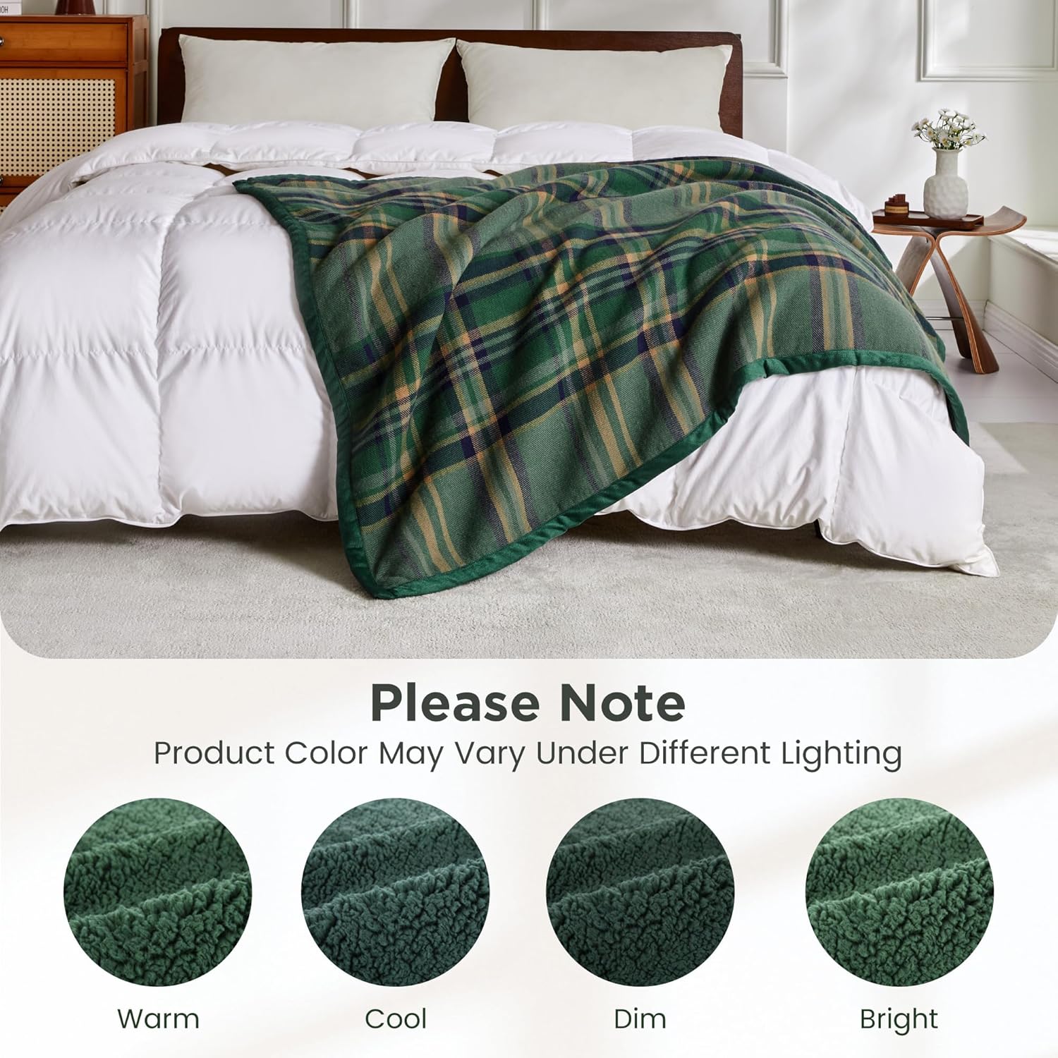 Sophia & William Throw Blanket for Couch Sofa(50x60 Inches) - Reversible Fluffy Soft Blanket, Gifts for Women, Green - Image 6