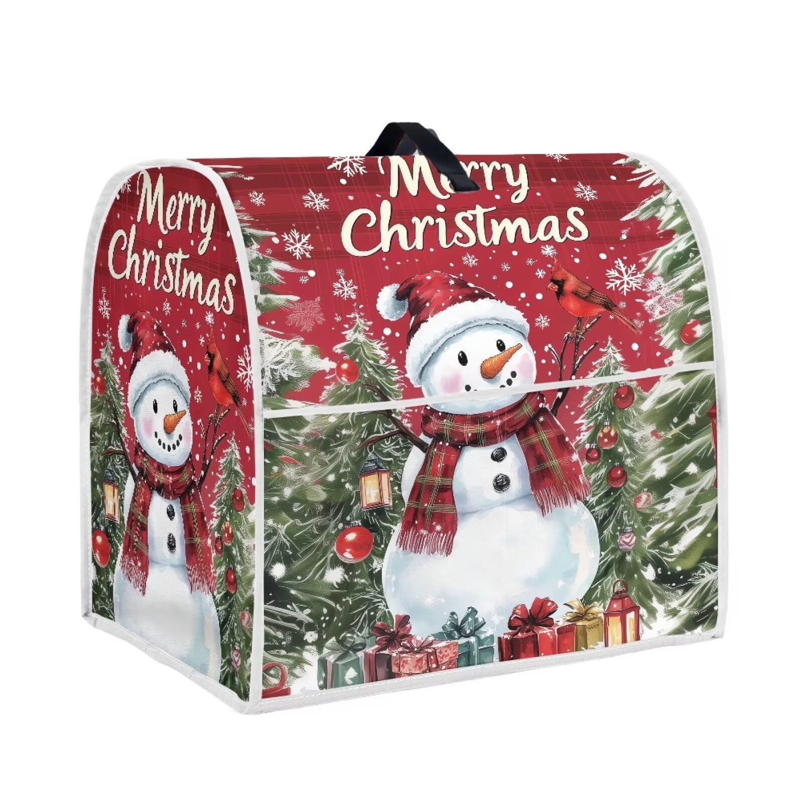HUISEFOR Merry Christmas Stand Mixer Cover Red Snowman Small Appliance Dust Covers For Kitchen Counter Washable Dustproof Cloth Cover for 6-8 Quart Mixers Christmas Kitchen Decor — image 1