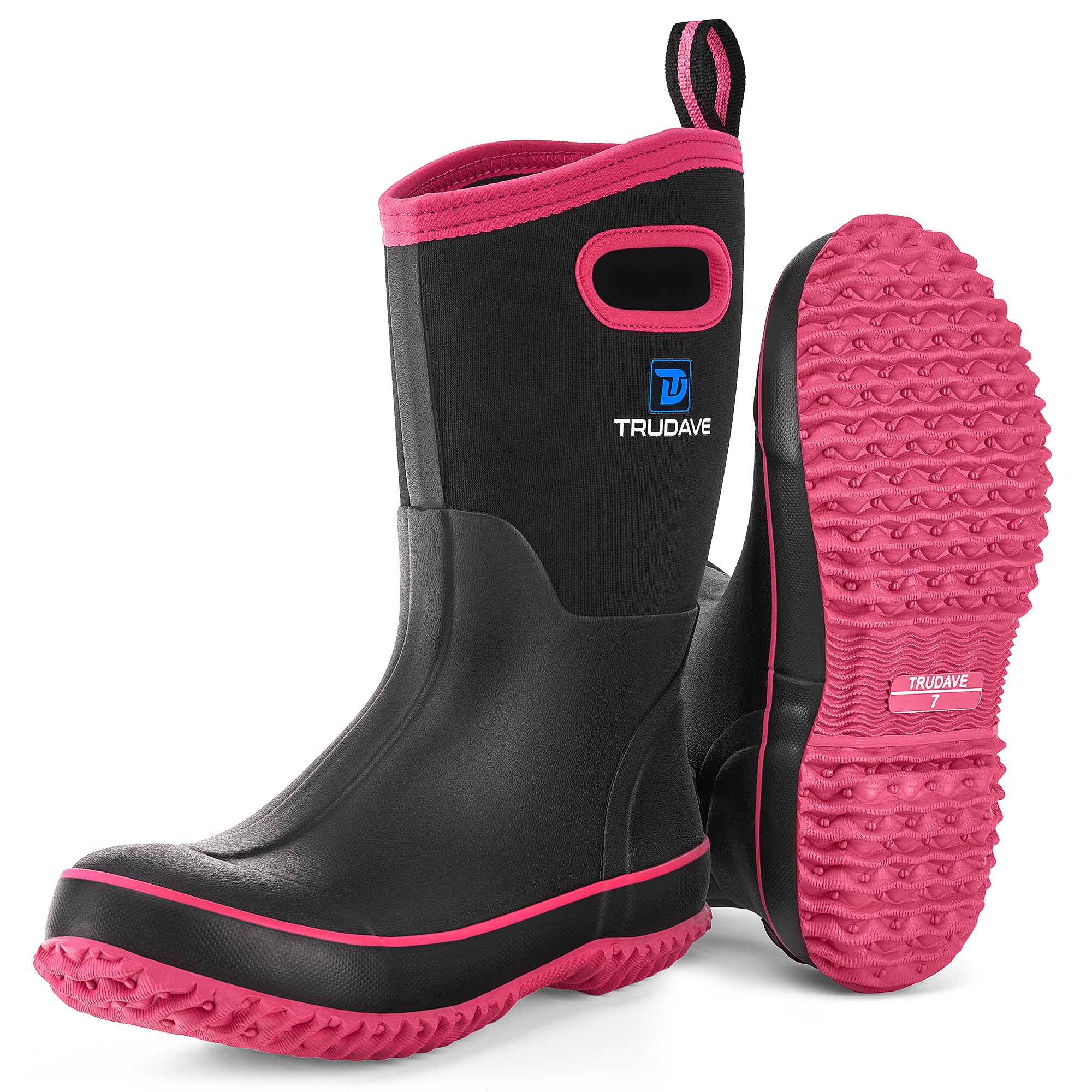 Trudave Mid Calf Rain Boots Pink
