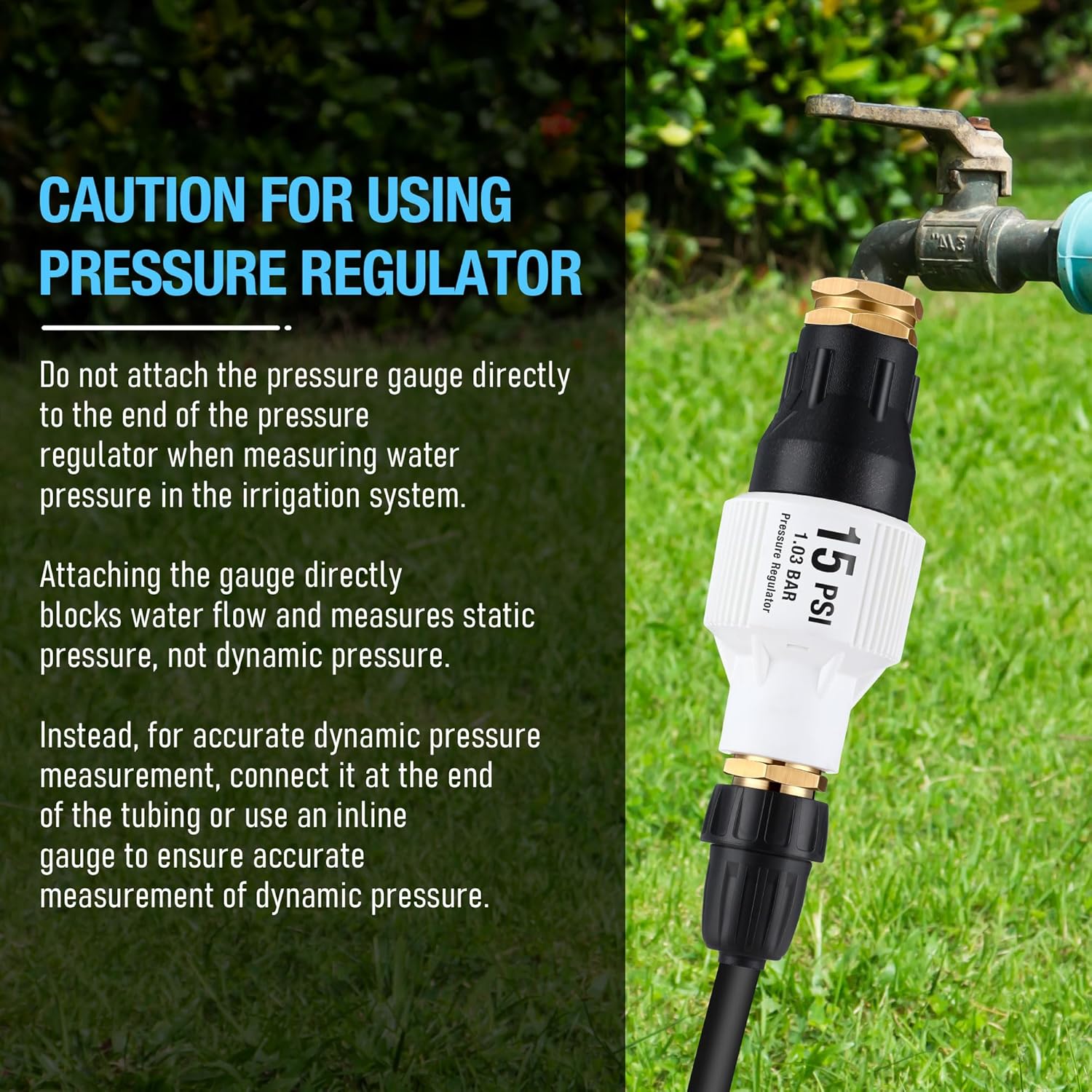 Aurelema 2 Pack Drip Irrigation Pressure Regulator Kit, Water Backflow Preventer for 3/4'' Garden/Faucet Hose Thread and 1/2'' Drip Irrigation Tubing Adapter, Complete Drip Irrigation System (15 Psi)