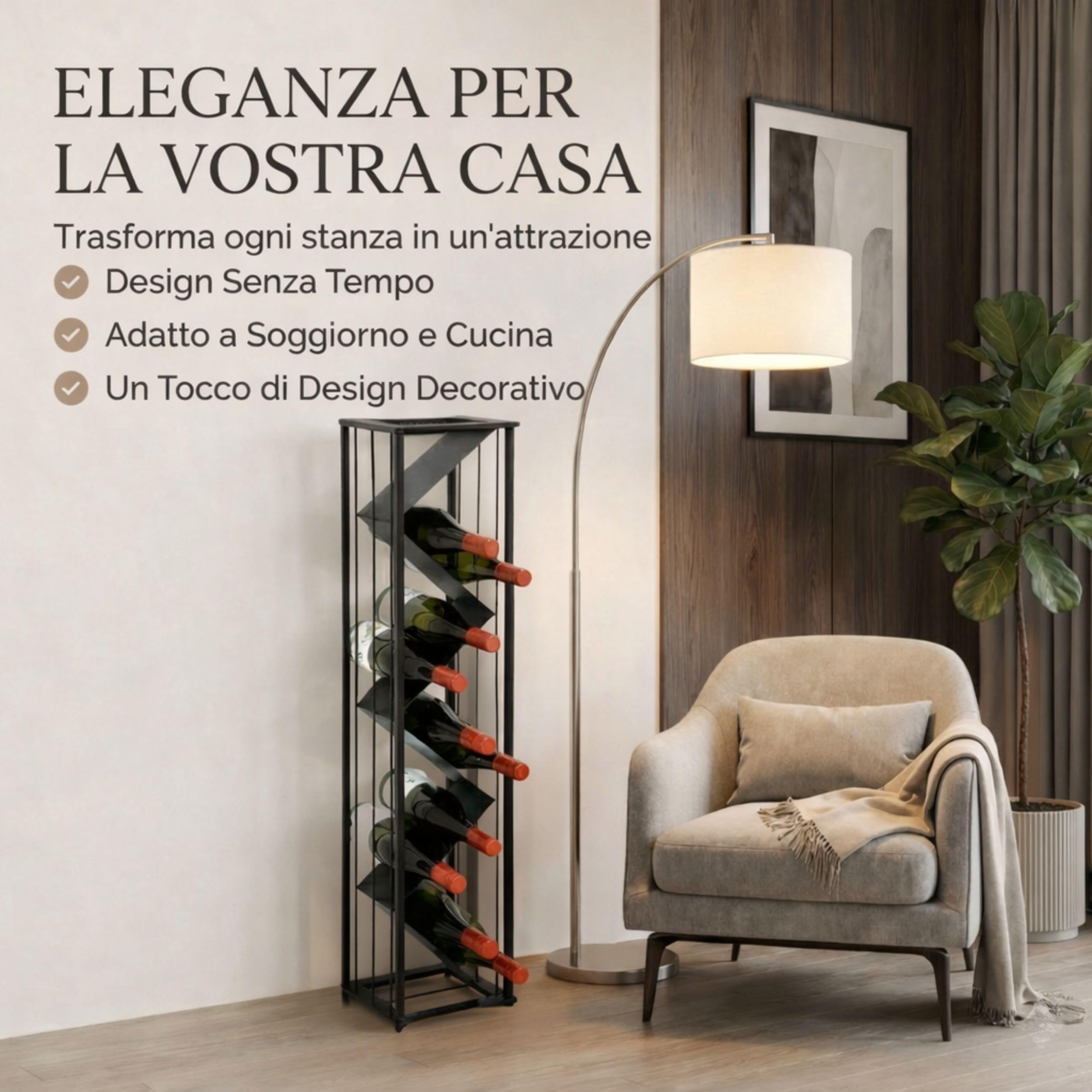 DanDiBo Portabottiglie in metallo, colore nero, 96693