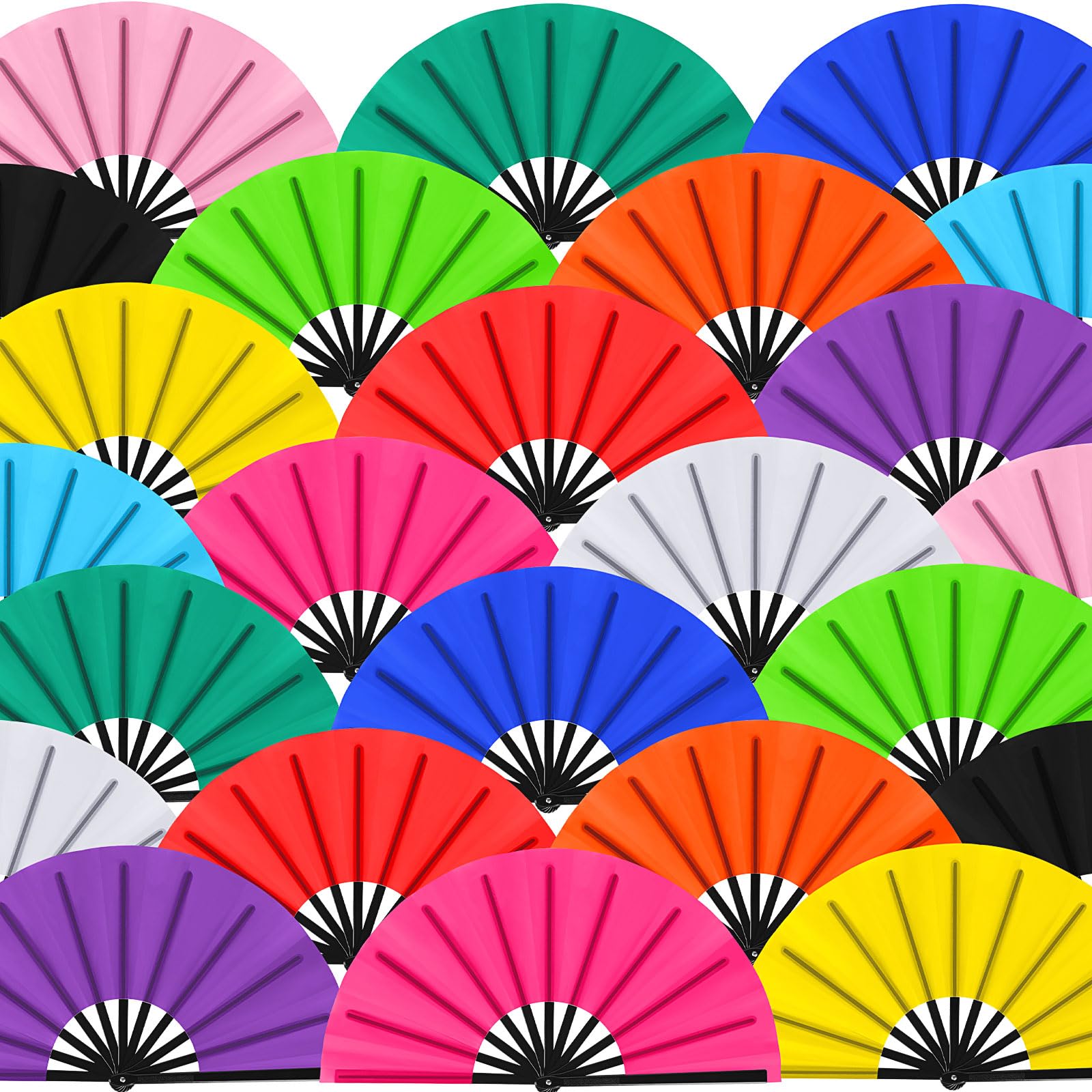 Blulu13 Inch Large Folding Fans for Line Dancing, Classic Color, 24 Pcs