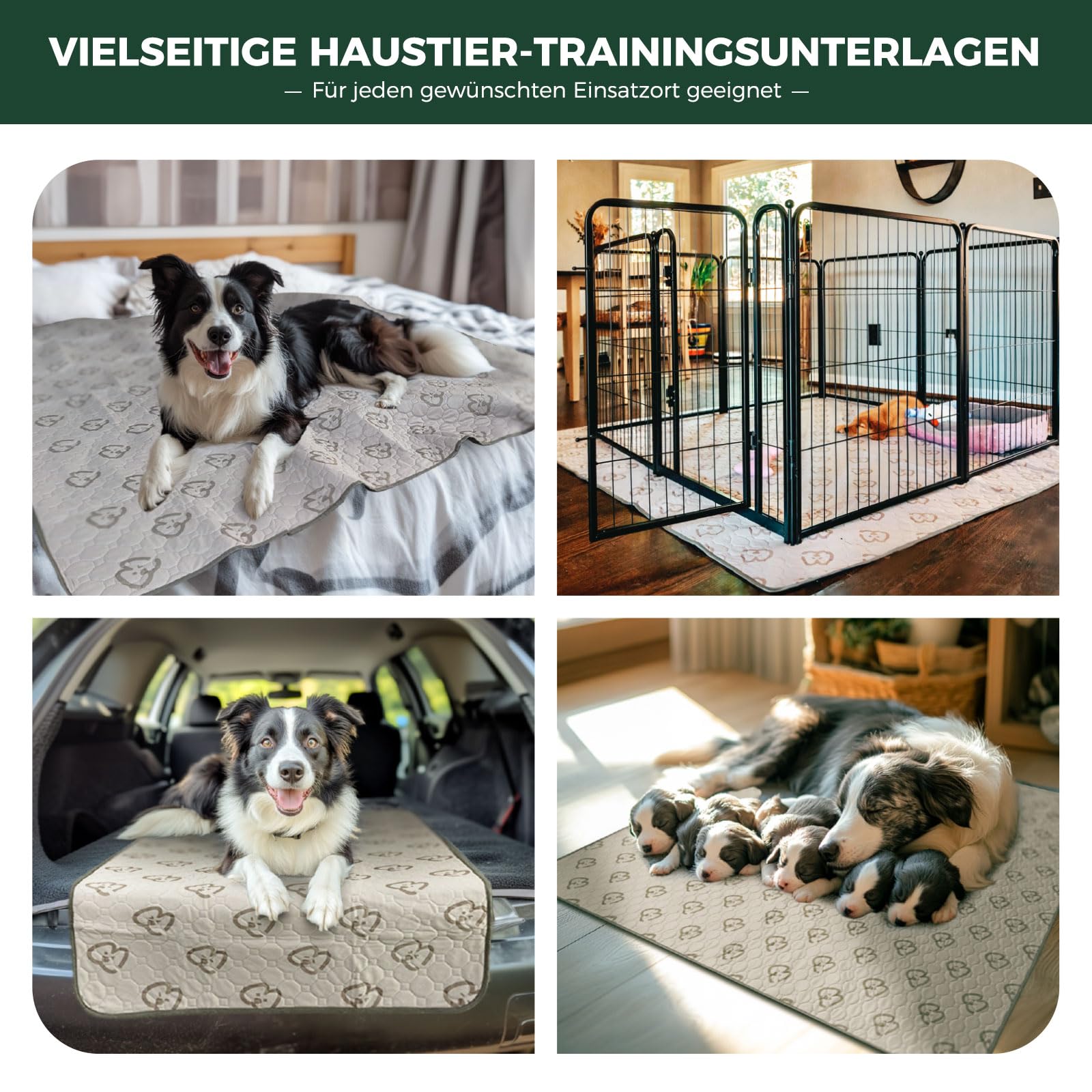 fxw Waschbare Pinkelpads für Hunde,Welpenpads mit Superabsorber,speziell für fxw Rollick/Homeplus 60cm 6 Panels Hundelaufstall,160cm × 99cm Rectangle,Khaki,1 Packungung