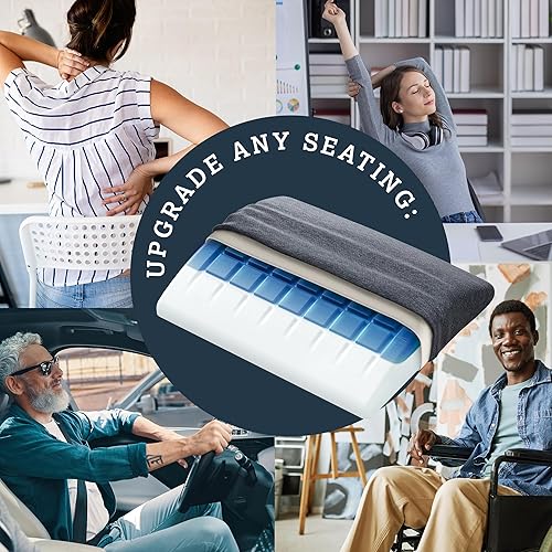 Miniatura 8 de Technogel Cojín de apoyo lumbar, cojín de gel refrescante para silla de oficina, automóvil, avión, ciática y alivio del dolor de espalda baja,