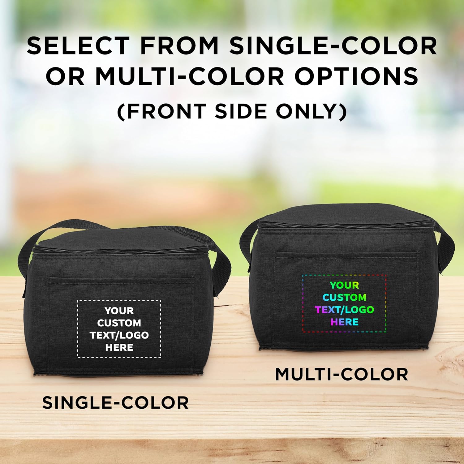 Custom Insulated Cooler Lunch Bag Set of 10/50/100, Personalized Bulk Pack - Perfect for Work, Travel, Outdoor Events - Black