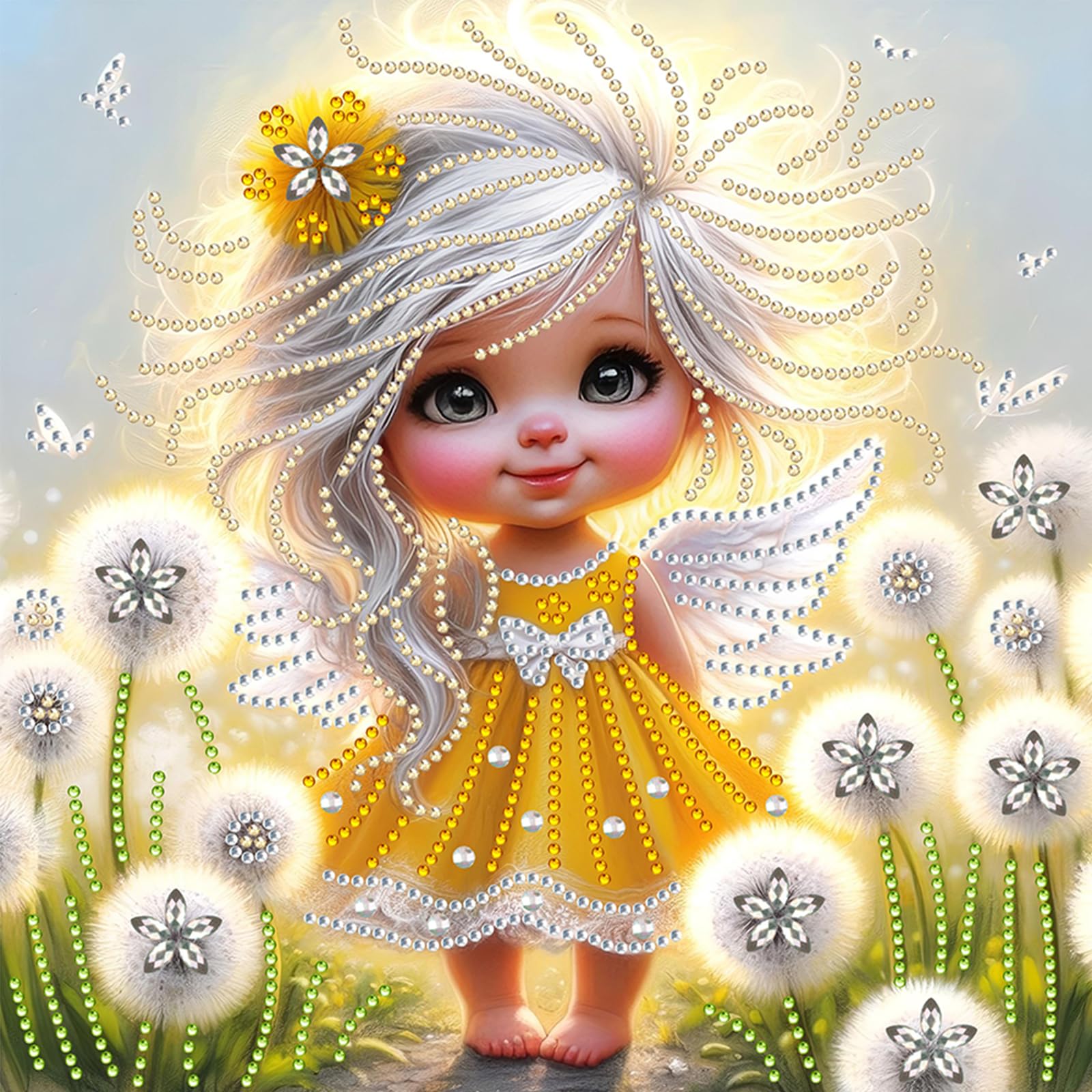 5D Special Shape Diamond Art Painting Kits for Adults – Crystal Rhinestone DIY Craft, Diamond Mosaic Kit for Beginners, Wall Decor Gift 11.8x11.8 Inch(Angel Girl)