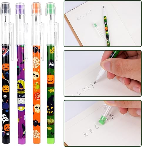 Miniatura 4 de Kolewo4ever Lápices de Halloween translúcidos, multipunto, multicolor, no afilables, lápices de plástico desplegables, calabaza, lápiz de