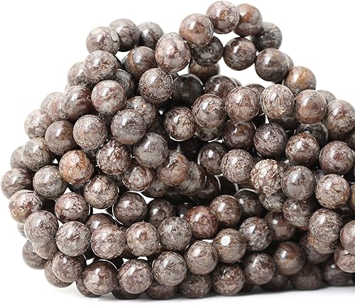 45 cuentas redondas sueltas de jaspe de copo de nieve marrón natural de 0.315 pulgadas (0.315 in), para fabricación de joyas, 1 cuerda de 15 pulgadas