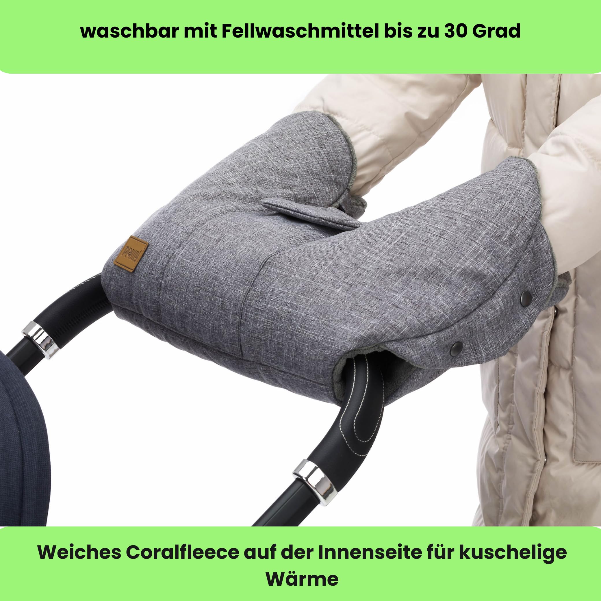Fillikid Handwärmer Kalix Kinderwagen Buggy Exklusiv | Handschuhe Winddichter & wasserabweisender Winterbegleiter | Weiches Coralfleece-Futter | Handmuff Langlebig & Stylisch