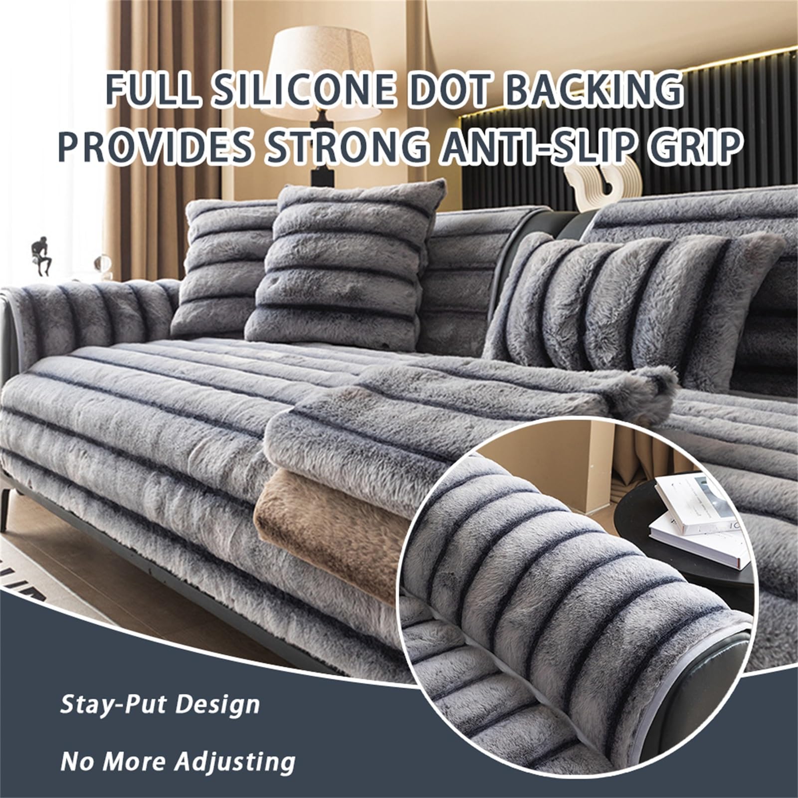 Housse De Canapé Épaisse For Chiens, Animaux Compagnie, Protection Canapé | Coussinets pelucheux en velours côtelé doux, protecteur de meubles, antidérapant(Light grey,120x160cm/47x63in)