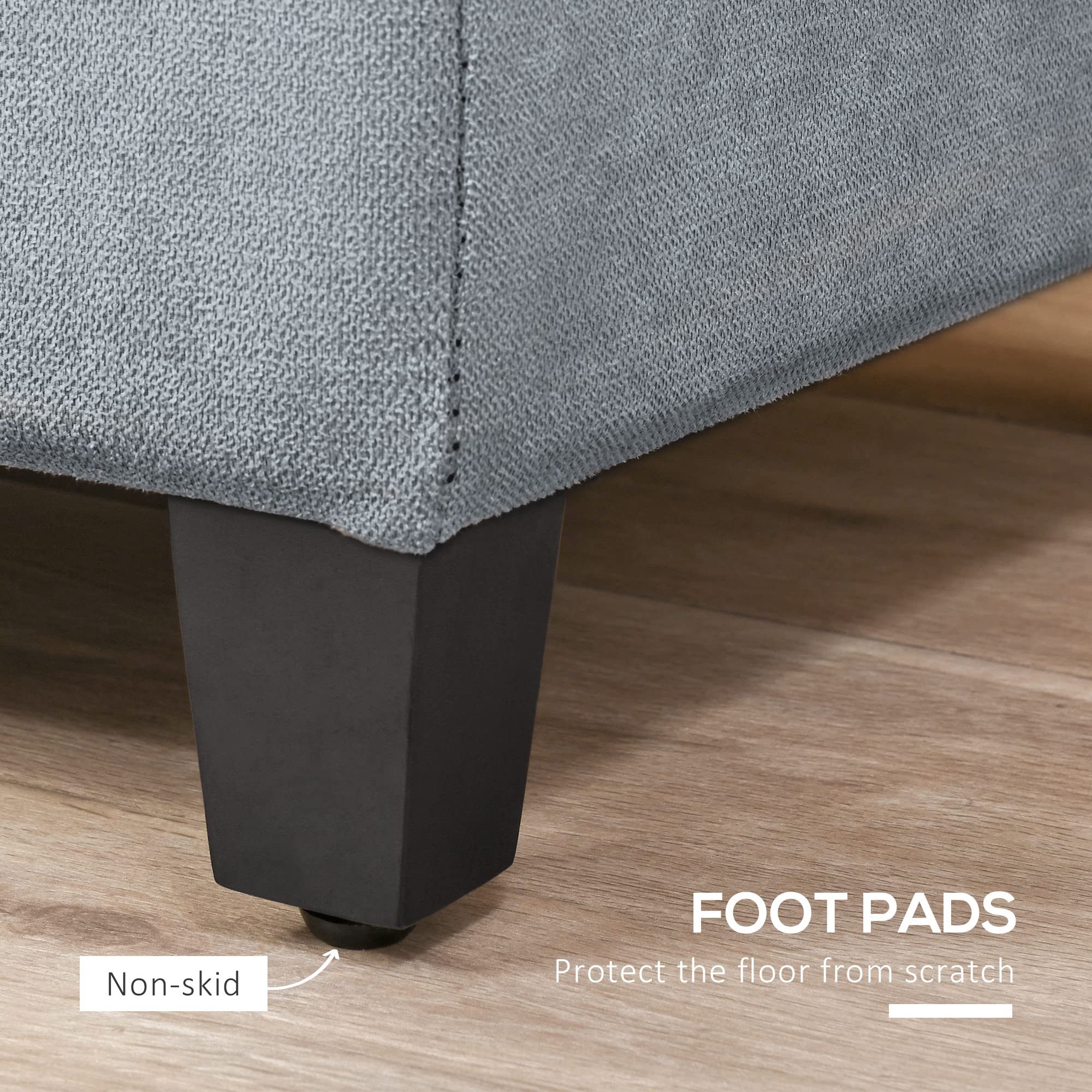 HOMCOM Sitzbank mit Stauraum Polsterbank mit Deckel 125x49x41,5 cm Grau | Leinenoptik, Bettbank, Truhenbank, Banktruhe, Aufbewahrungsbank für Wohnzimmer Schlafzimmer