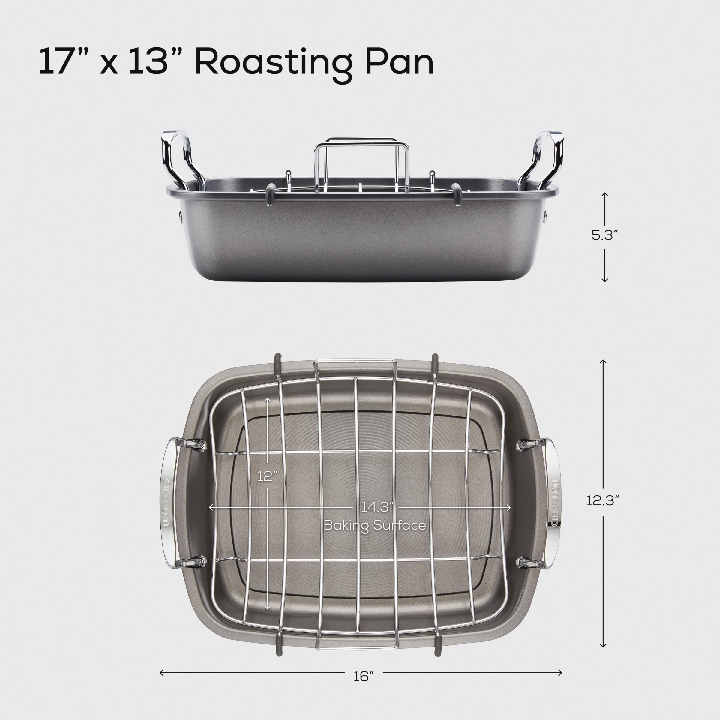 Circulon Nonstick Roaster - 17" x 13" with Rack -3