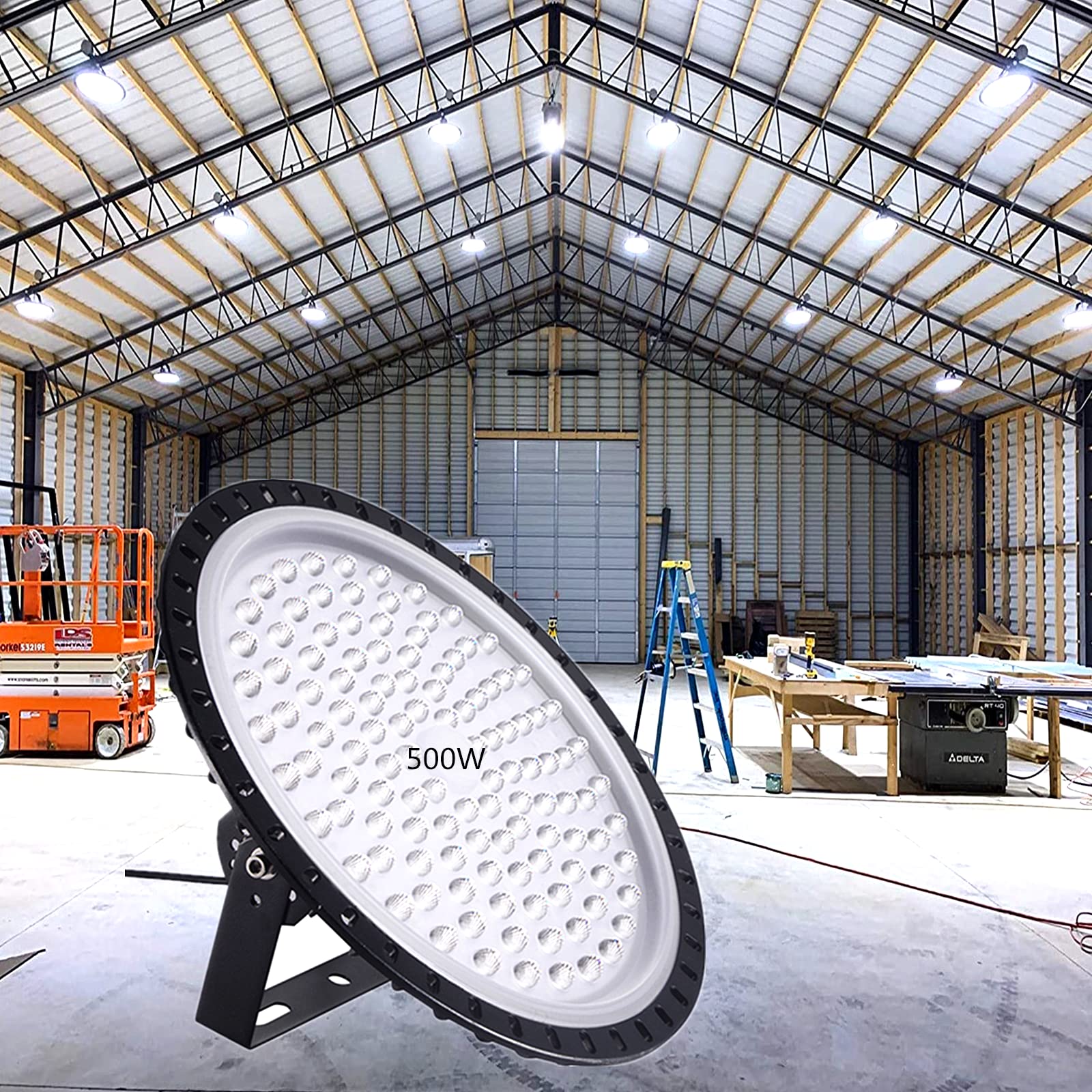 500W UFO LED High Bay Light lamp Factory Warehouse Industrial Lighting 50000 Lumen 6000-6500K IP65 Warehouse LED Lights- — view 8