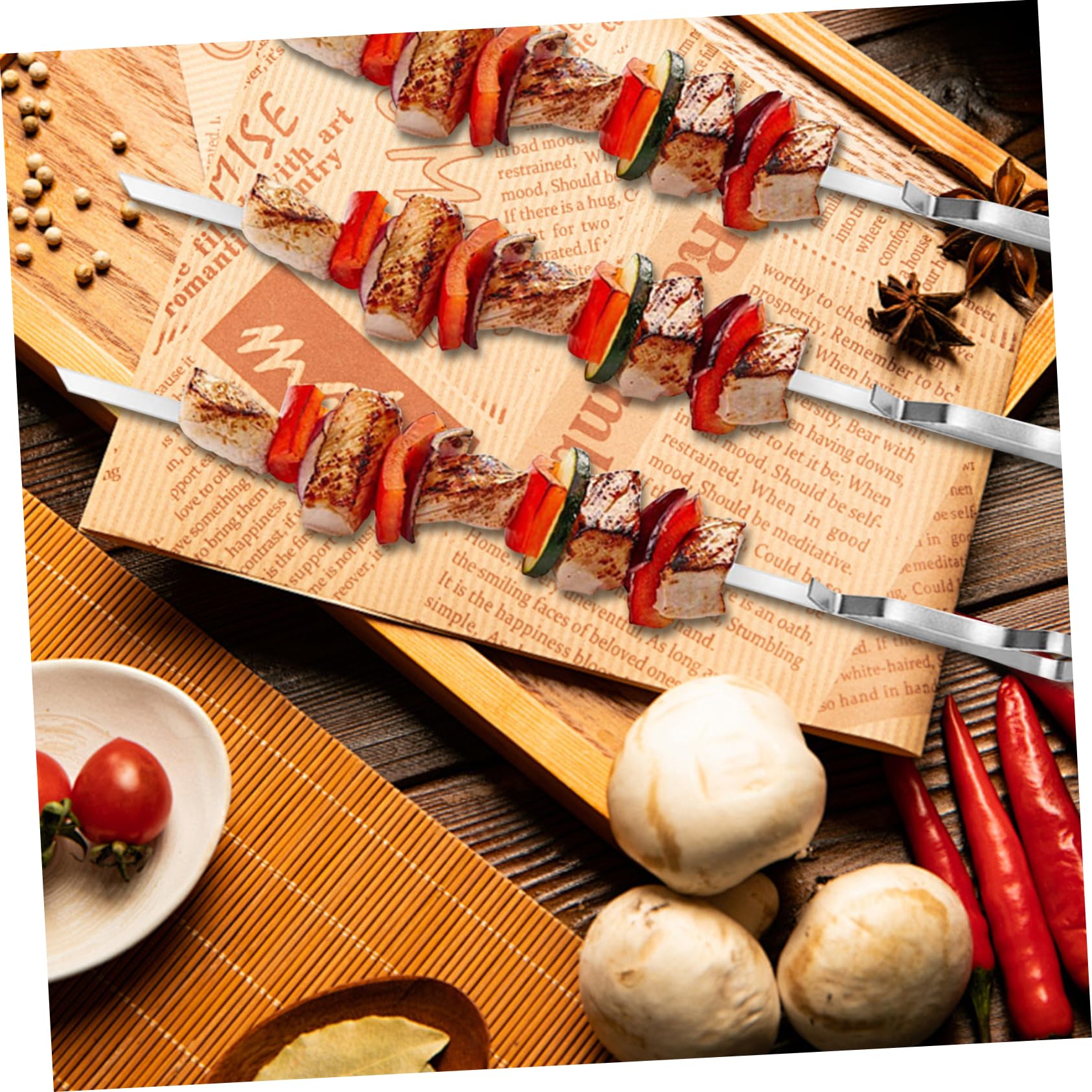 UPKOCH Spiedini in Per Barbecue Bastoncini Portatili Per Kebab Spiedini Per Grigliare All Forchette Per Carne e Verdure Riutilizzabili e Antiscivolo