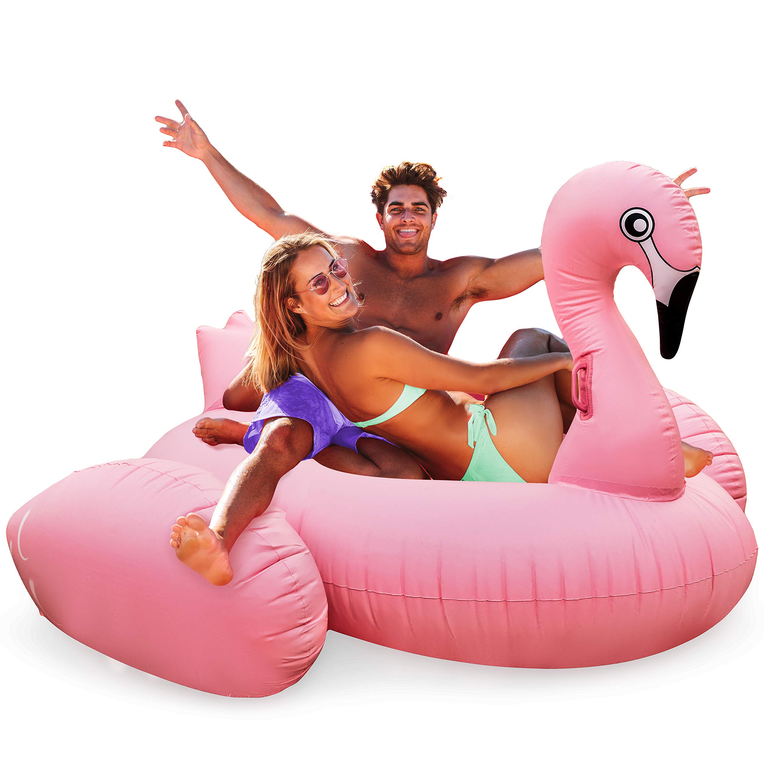 Koltose by Mash Giant Flamingo Pool Float, Huge Flamingo Swimming Pool Float for 2 Adults or 3 Kids with Handles, Lounger Styled Pool Raft Floatie for Pool Parties, Swimming Pool Accessories