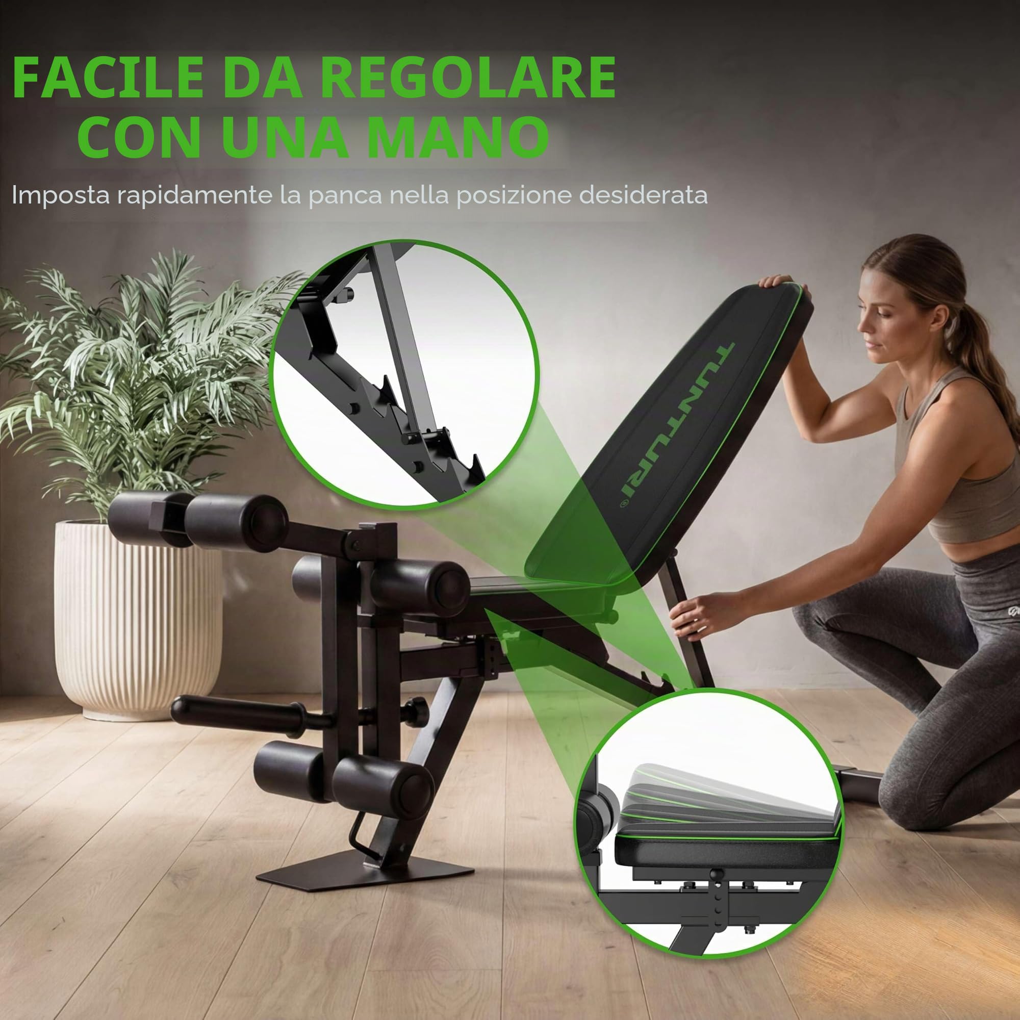 Tunturi UB60 Panca Palestra Utility Bench Panca inclinata, Nero, 1