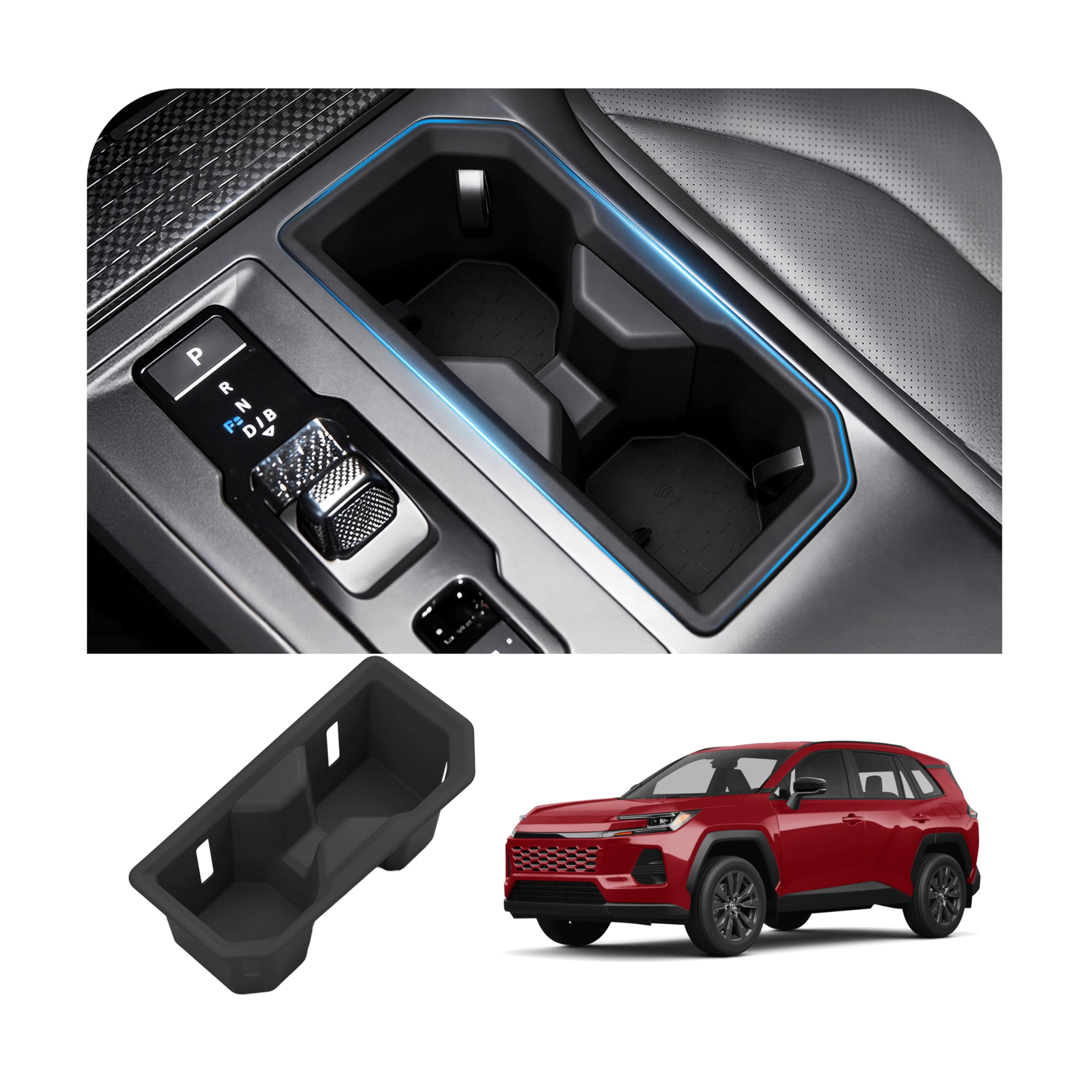 Car Cup Holder for 2026 Toyota RAV4, Center Console Cup Holder, Drink Holder for 6th RAV-4, Silicone Cupholder for Front Seat, Waterproof &amp; Durable,Cup Holder Insert for 26 RAV 4,Summer Car Essentials
