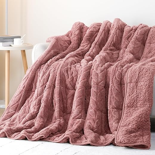 Cottonblue Morocco Sherpa Weighted Blanket 20lbs for Adult, Soft Fuzzy Fleece Bed Blanket with Ceramics Beads, Dual Sided Cozy Plush Weighted Blanket for All Season, 60 x 80 inches, Gray