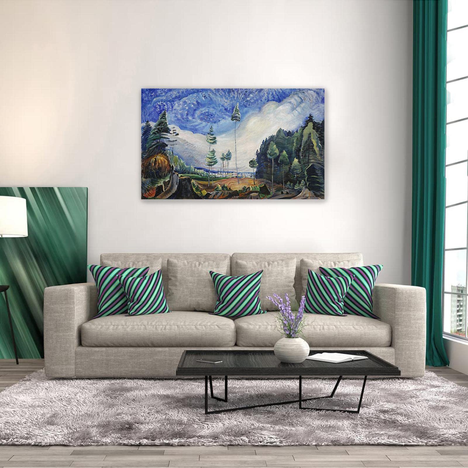 Emily Carr Pintura Reproducción de Carteles Cuadro en lienzo-impresión Obras de Arte-listo para colgar Cuadros famosos impreso sobre lienzo(Sacrificios de madereros)50x85cm(20x33in)Enmarcado