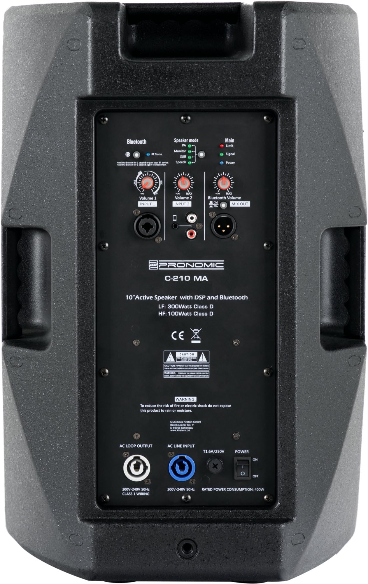 Pronomic C-210 MA Stative Set - Zwei aktive 2-Wege Boxen - Leistung: 800 Watt - 10" Woofer + 1" Hochtöner - Bluetooth und DSP-Presets - Kunststoff-Gehäuse mit Monitorschräge - inkl. Stative