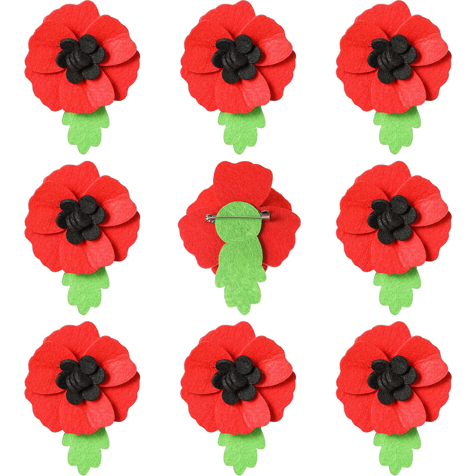 Poppy Wool Felt Flower Brooch Pin Handmade Poppies Red Poppy Pins for Veterans Day Poppy Lapel Pin for Memorial Day Lest We Forget