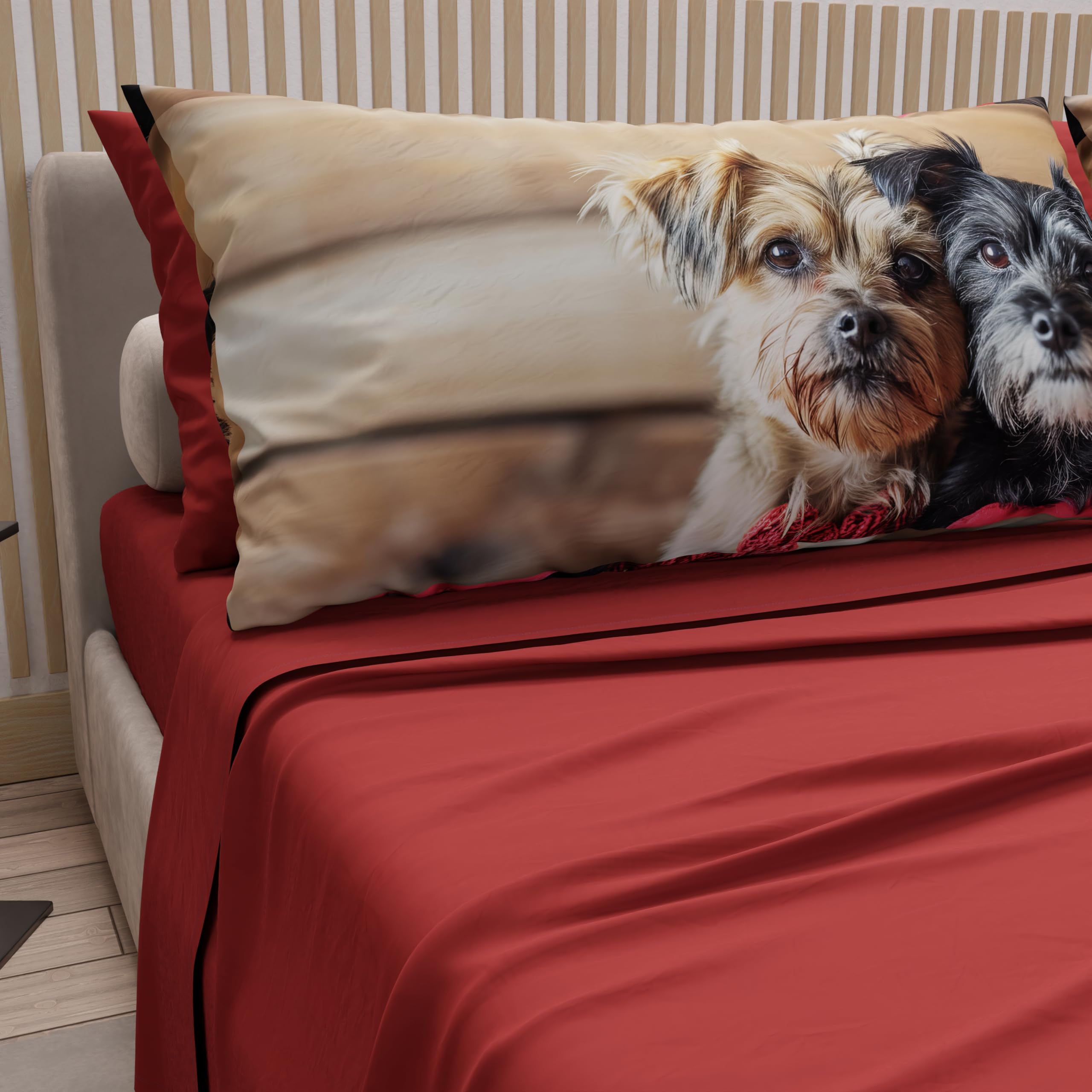 PETTI Artigiani Italiani, Animal Bed Linen with Dogs in Cotton with Pillowcases in Digital Print, Single Bed Sheet