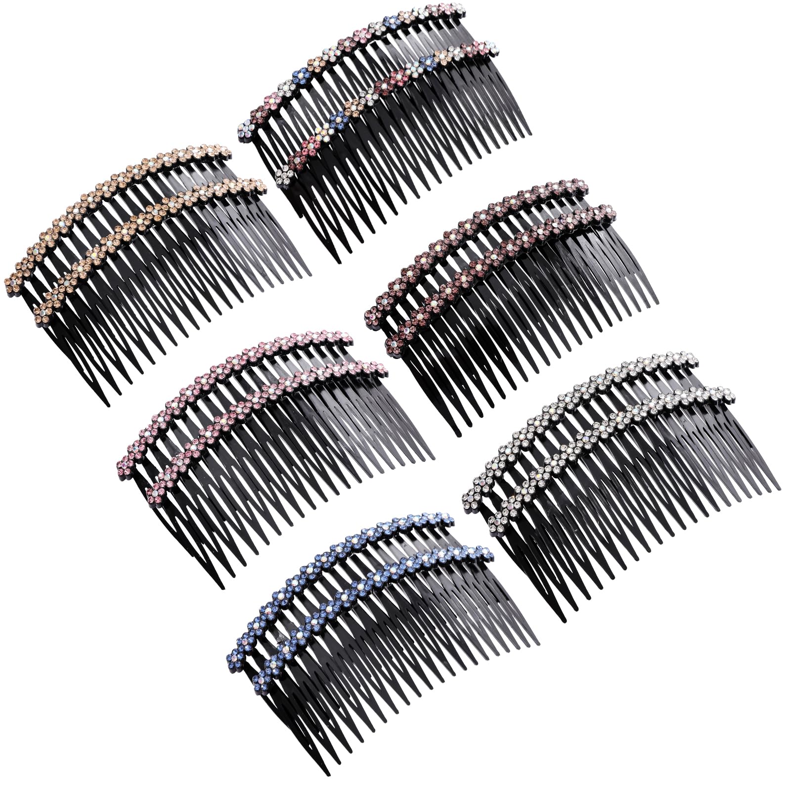 12PCS Hair Comb Clips Sparkly Rhinestone Hair Side Combs 20 Teeth Vintage Flower Hair Clip French Style Hairclips Hair Accessoires for Women and Girls