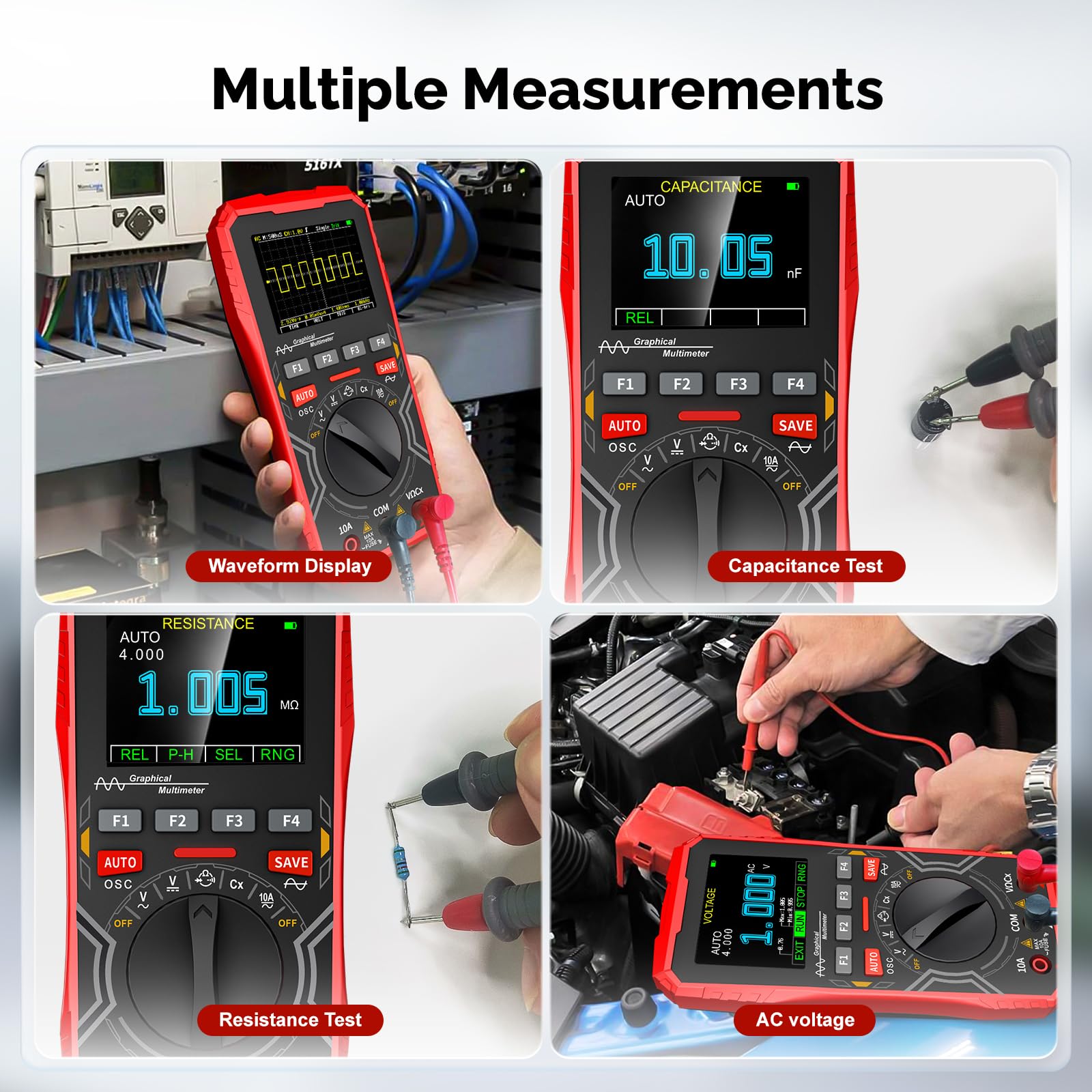 2-in-1 Handoszilloskop Multimeter mit 1MHz Bandbreite, Tragbares Digitales Oszilloskop und Auto-Bereich Multimeter Kombi, 2,4" LCD Display für Elektronik DIY, Lernen & Reparatur