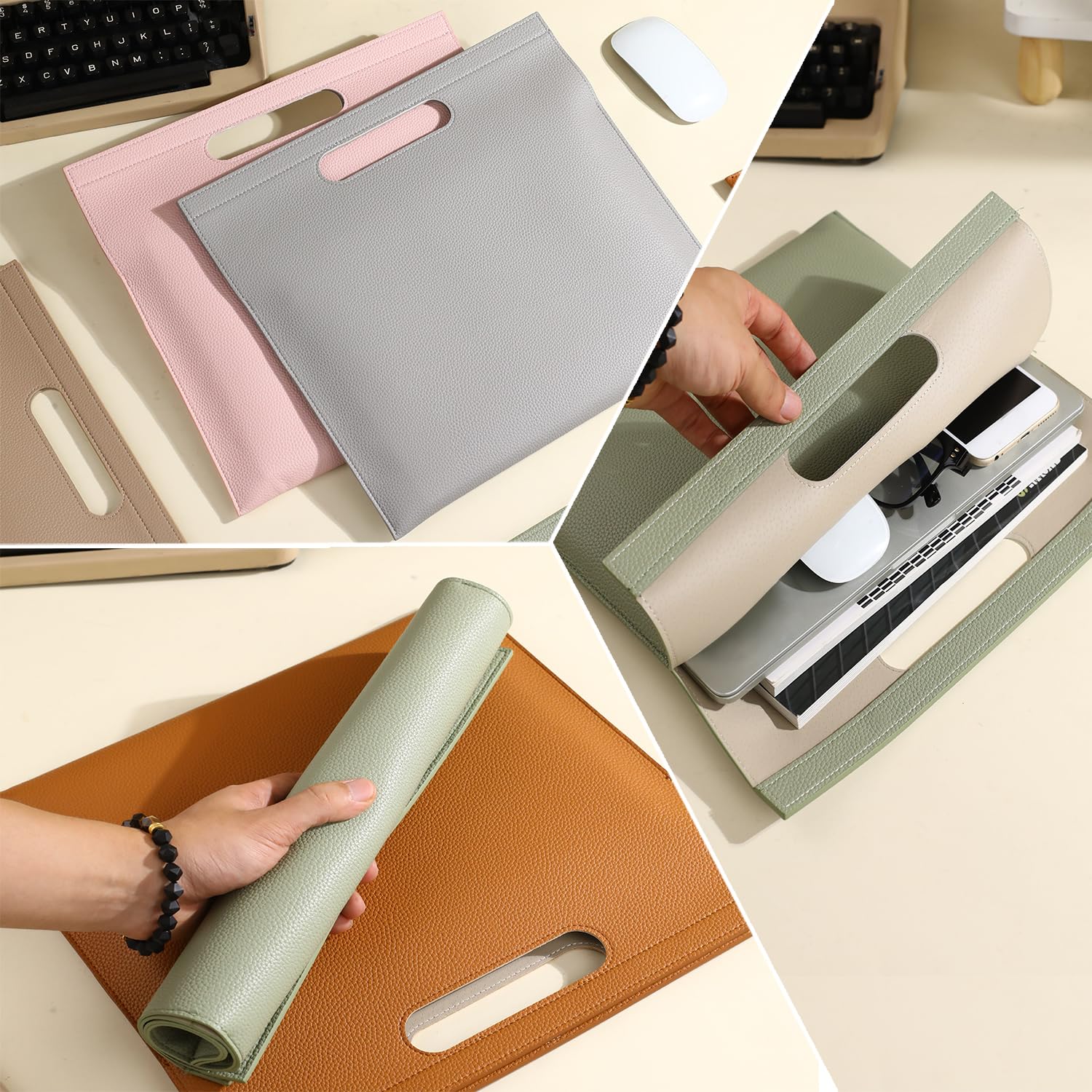 Organiseur de documents imperméable en cuir synthétique de qualité supérieure – Résistant aux déversements, facile à nettoyer, options multicolores, 33,9 x 31,9 cm, idéal pour les étudiants et les