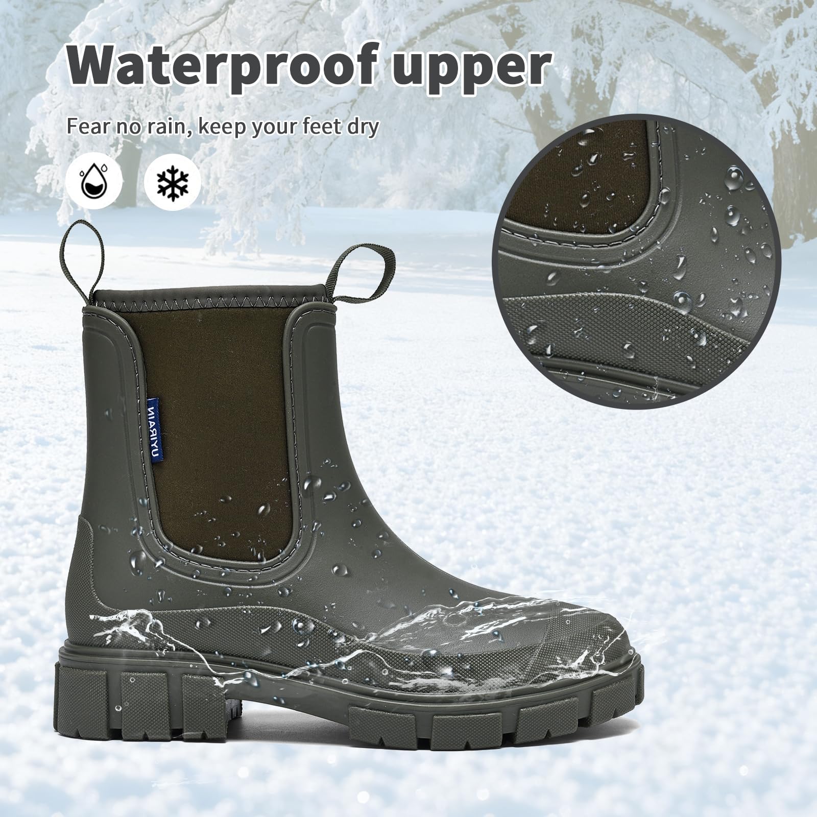 Stivali Pioggia Donna Impermeabile Inverno Tenersi al Caldo Antiscivolo Stivaletti di Gomma Leggere Comode Boots Antipioggia Moda Stivali Giardinaggio 36-42 EU