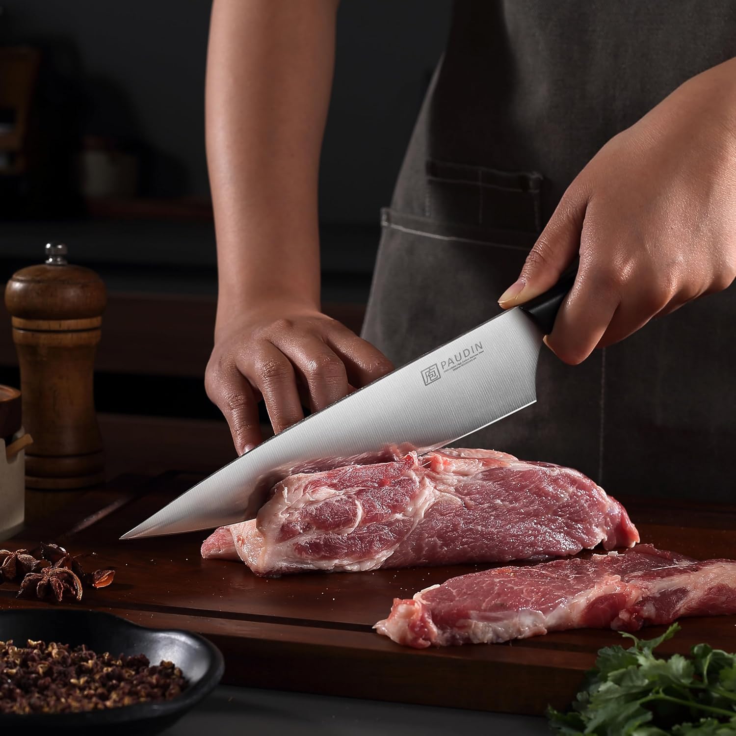 PAUDIN Knife Block Set, 15-Piece Knife Set with Block, High Carbon German Steel Kitchen Knife Set with Block and Sharpener, Sharp Knives Set for Kitchen, Precision Cutting with Ergonomic Handle - Image 9