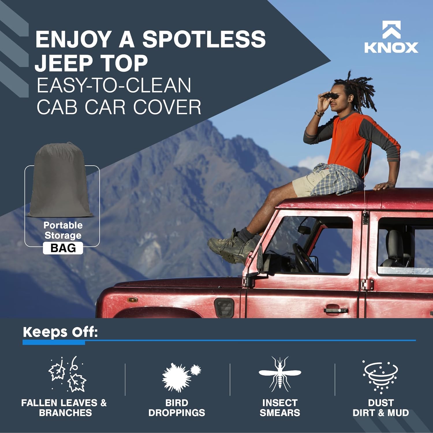 North East Harbor 4-Layer Breathable Cab Car Cover Compatible with 1976-2006 Jeep Wrangler - Breathable Material, Sunray Protected, and Weather Resistant Storage Cover, Grey (JWC541)