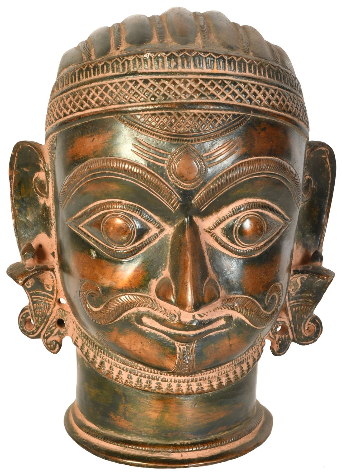 Bhairava Head Brass Statue : chef-d'œuvre en laiton aux détails ciselés