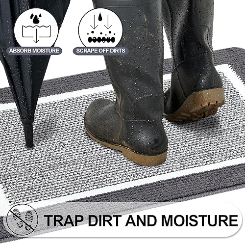 Miniatura 3 de Tapete interior para puerta delantera, absorbente, lavable a máquina, antideslizante, de bajo perfil, tapete de entrada para puerta delantera,