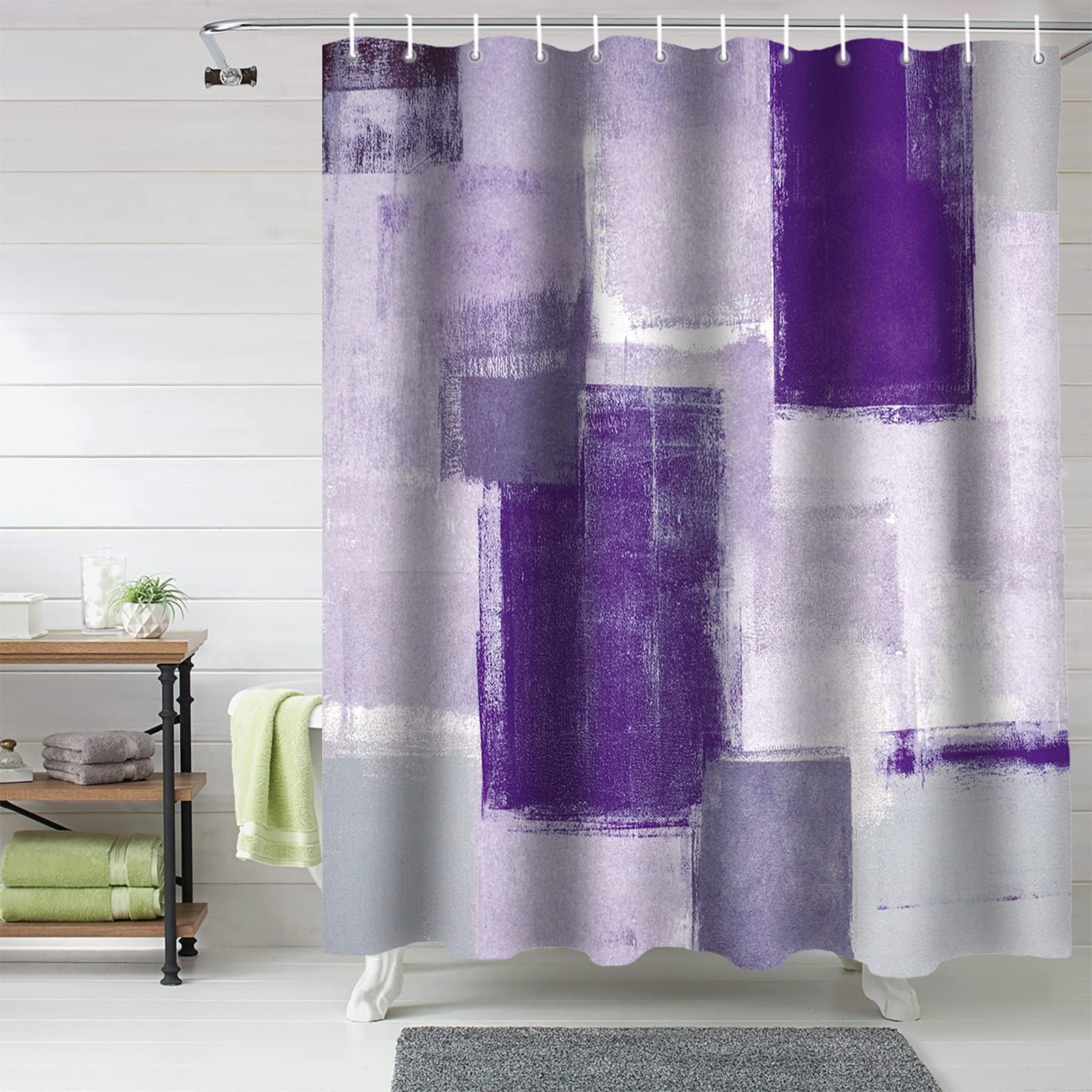 Amazon.com: Voshin Floral Shower Curtain Purple Dahlia Flowers and ...