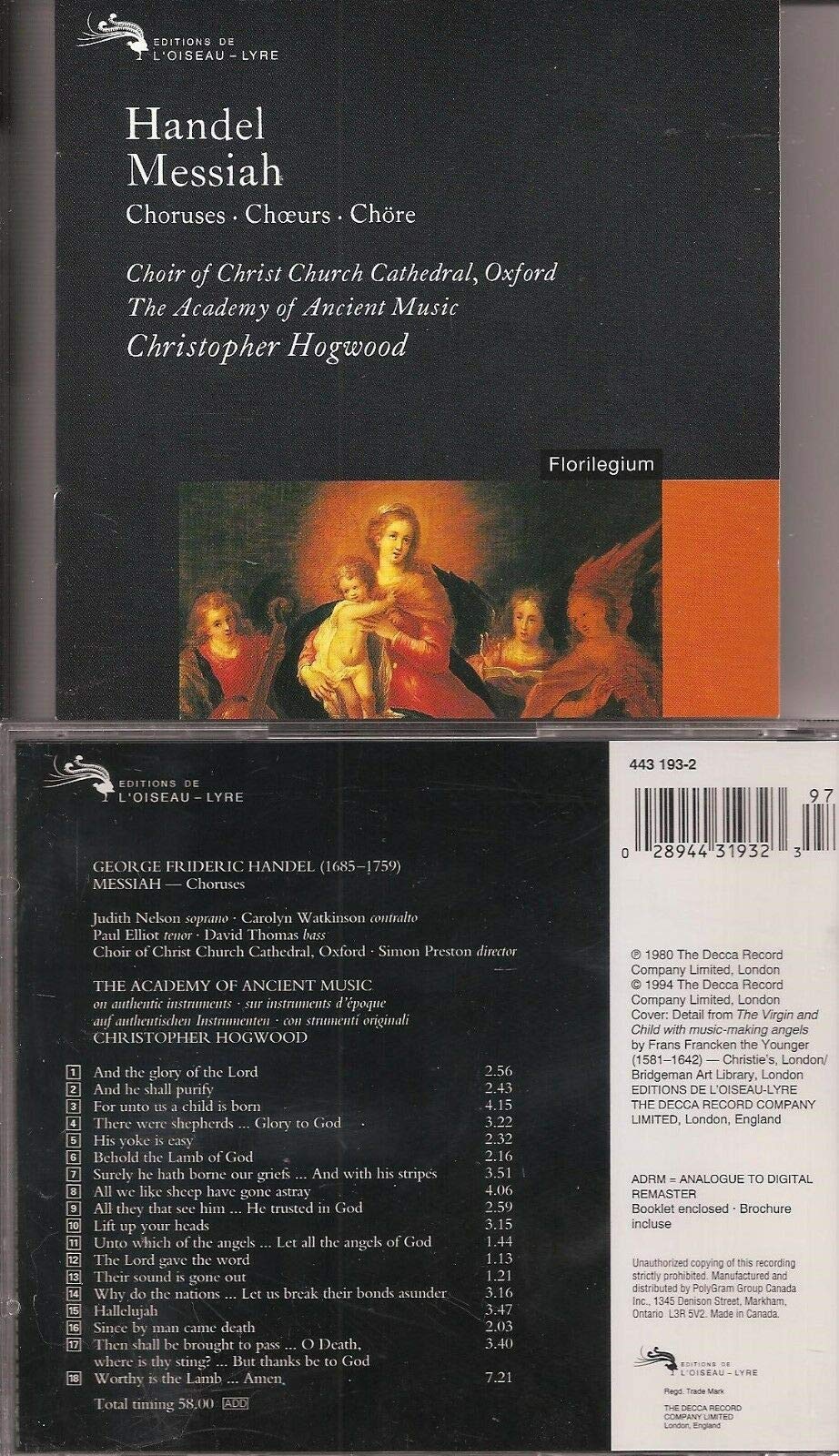 Handel Messiah [Audio CD]