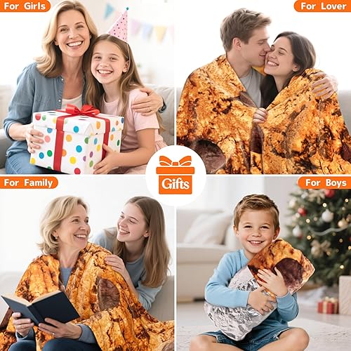 Miniatura 30 de Manta gigante CASOFU con diseño de tortilla de harina, manta de tortilla para tu familia, suave y cómoda manta de franela para adultos