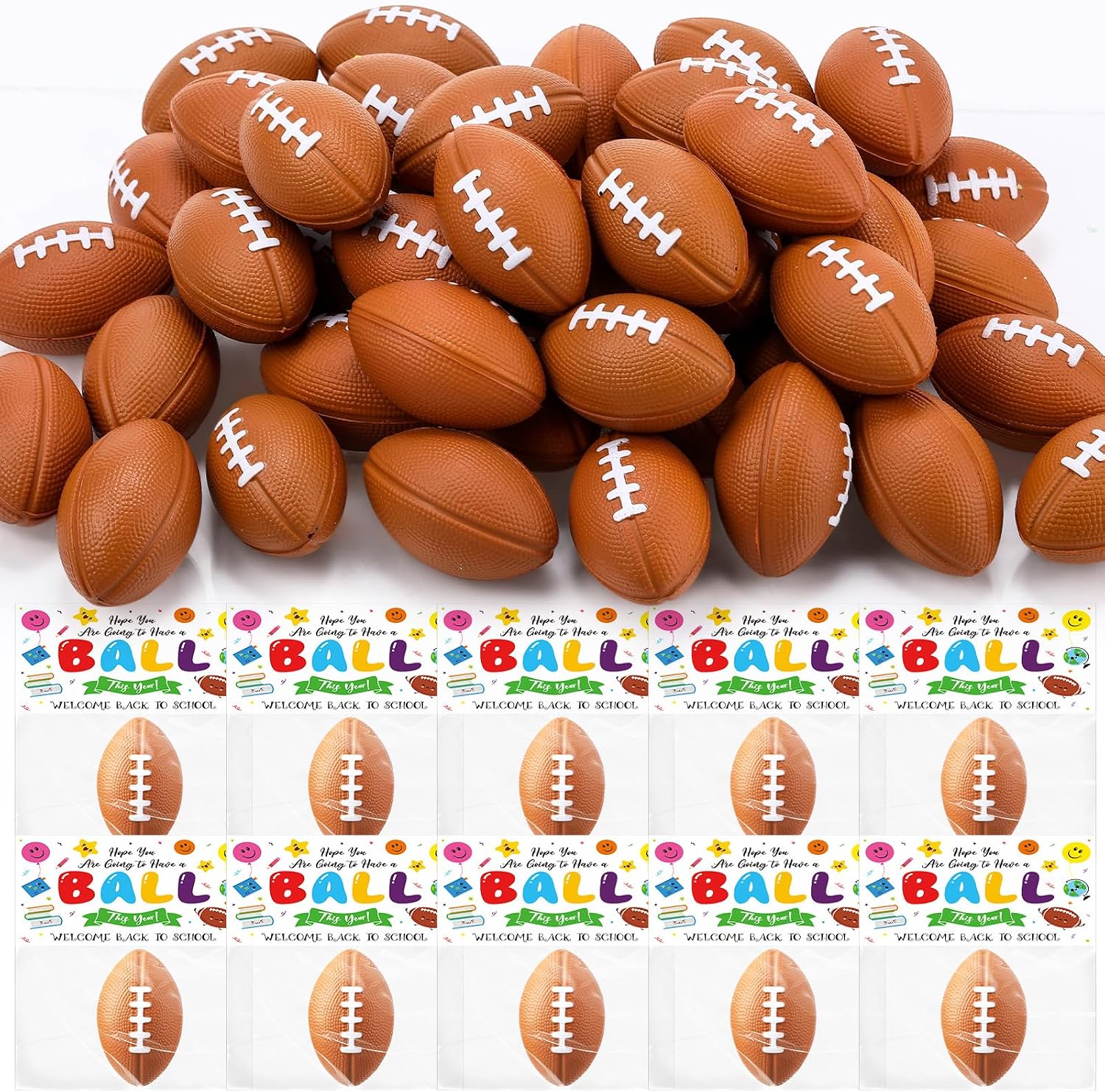 Deekin 50 Pcs Mini Football Party Favors, Back to School Classroom Prizes