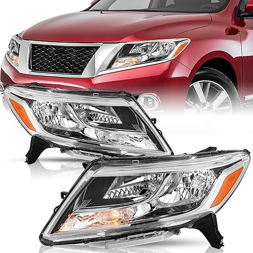 Headlight Assembly Set for 2013 2014 2015 2016 Nissan Pathfinder [Halogen Type] OEM Replacement Headlamp Driver and Pseenger Side