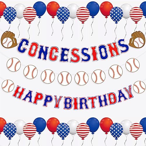 Miniatura 6 de Juego de 5 pancartas de béisbol de cumpleaños, guirnaldas de papel para deportes de béisbol, banderines de papel, banderines, decoración de