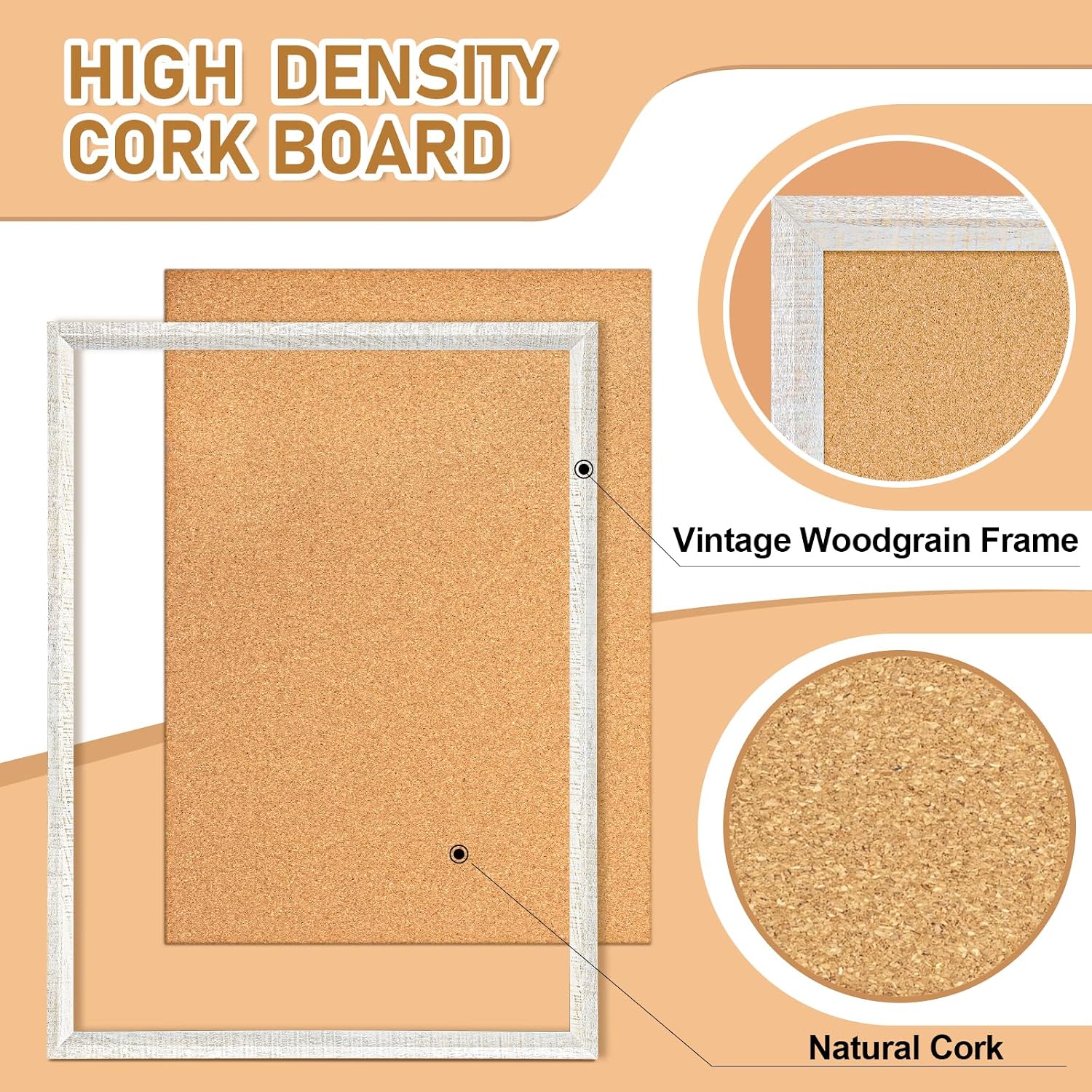 DOLLAR BOSS Cork Board for Wall - 48 X 36 Inches, Grey Texture Framed Bulletin Board Corkboard Decorative Hanging Pin Board for Office & Home Decor