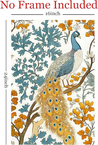 Miniatura 3 de Lienzo vintage de pavo real para pared, impresiones de animales azules y dorados, arte abstracto de pájaros, acuarela, pavo real, cuadro de animales