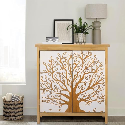 Sophia & William Accent Cabinet, 2-Door Storage Cabinet with Tree Pattern for Entryway Living Room Bedroom
