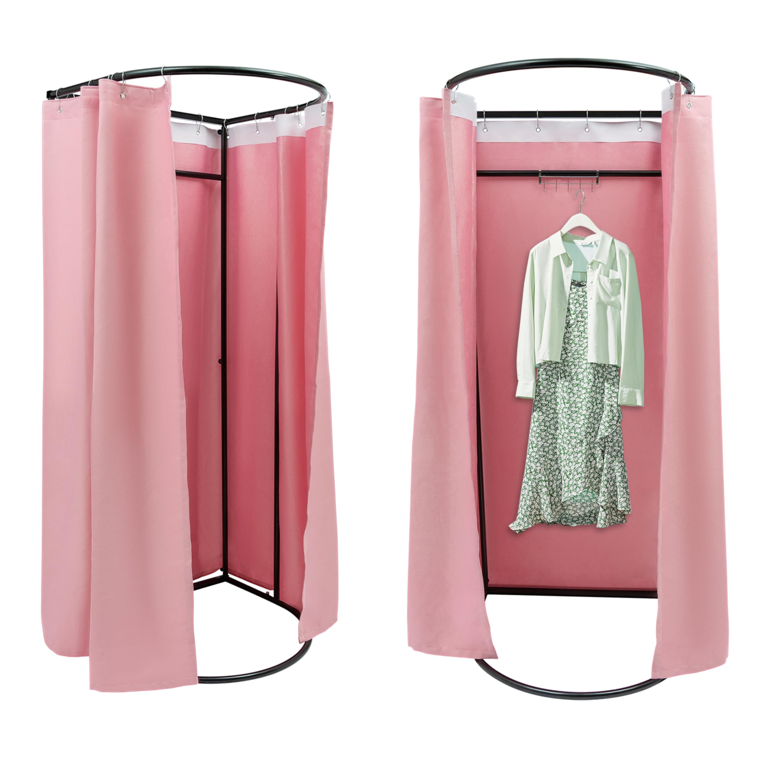 kunghei Mall/Clothing Store Fitting Room with Shading Curtain and Hook, Portable Mobile Changing Room, DIY Temporary Dressing Room Privacy Protection, Retail Display Racks Workstation Partition