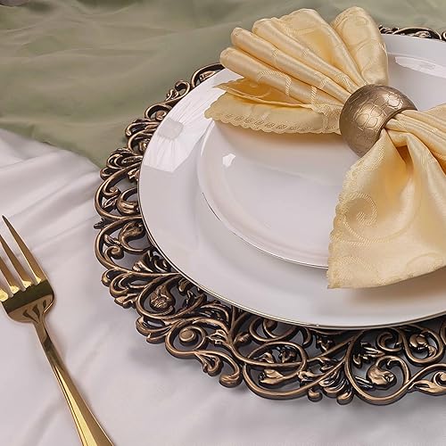 Miniatura 4 de CN.JIAHE Juego de 8 platos de carga redondos de plástico de 33 centímetros, platos de carga para cena, boda, fiesta, decoración de eventos. (Negro