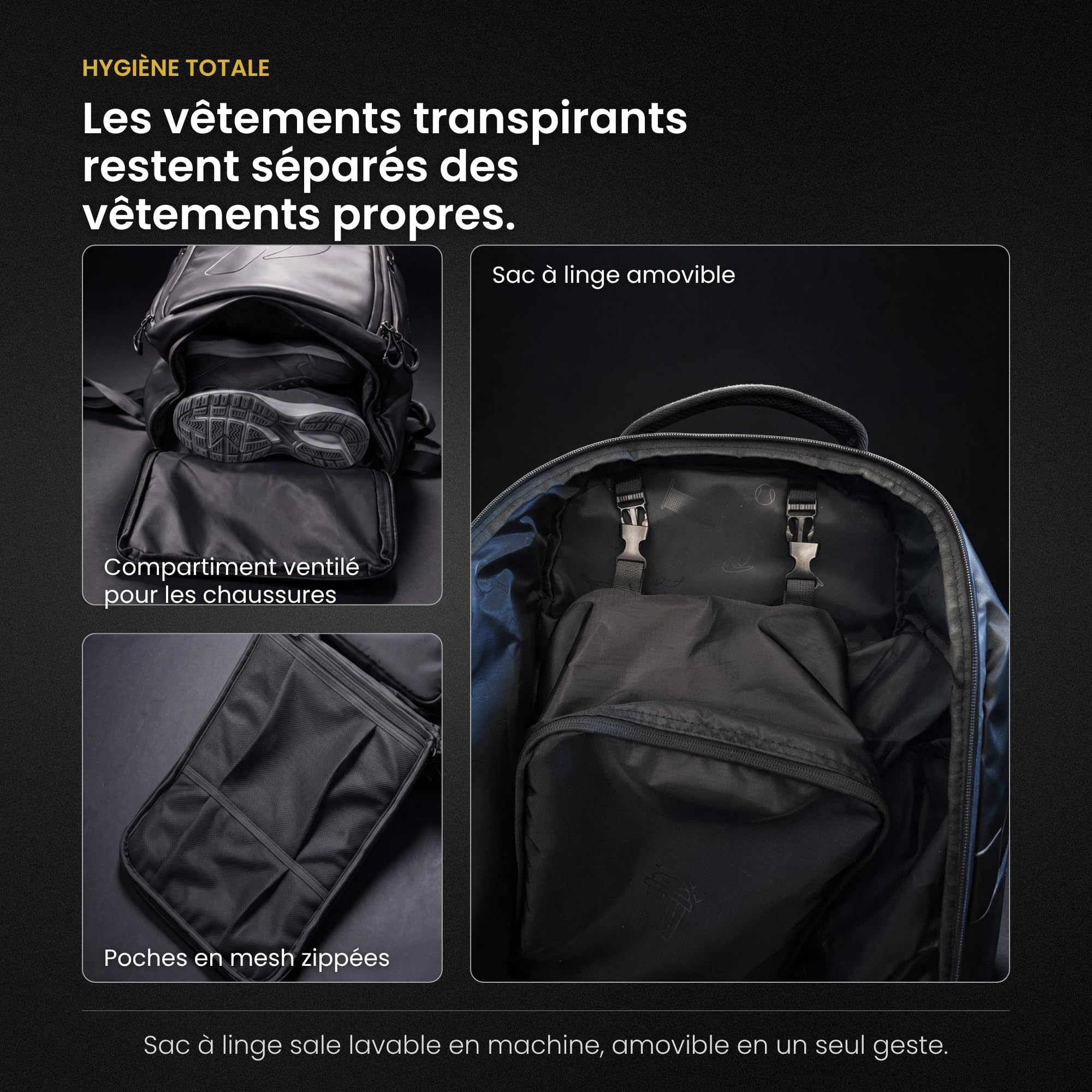Palbea P-Bag Sac Padel 40L avec Espace pour Raquettes et Chaussures.