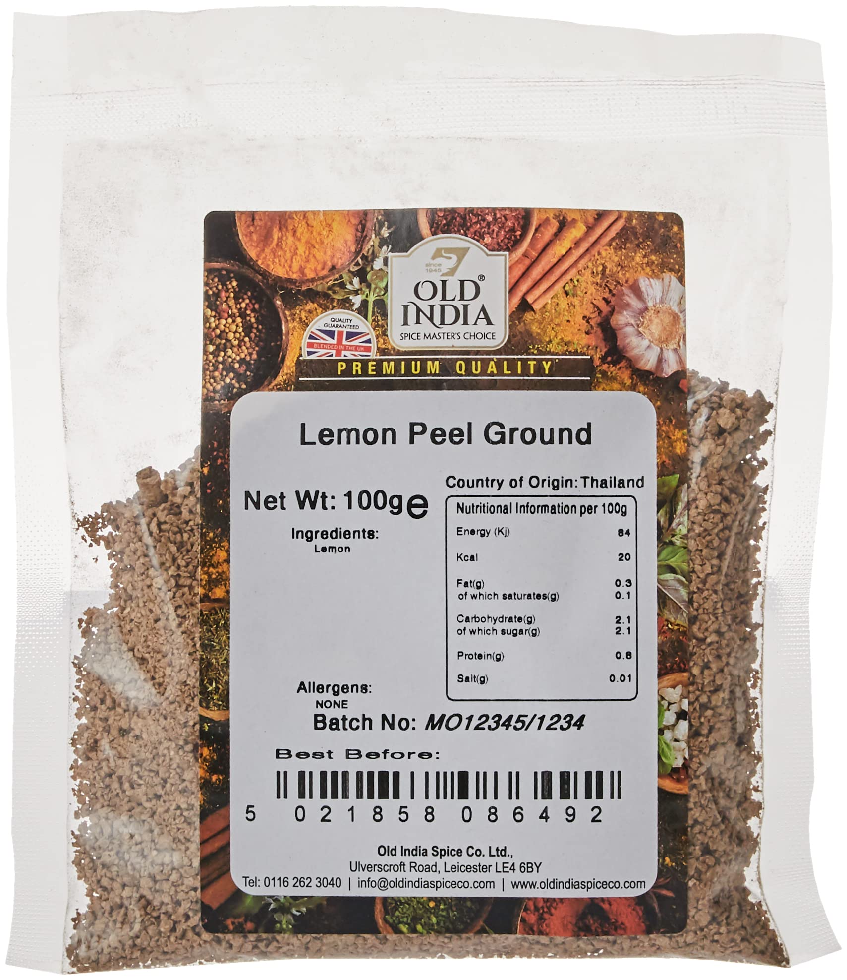 Old India Lemon Peel Ground 100g