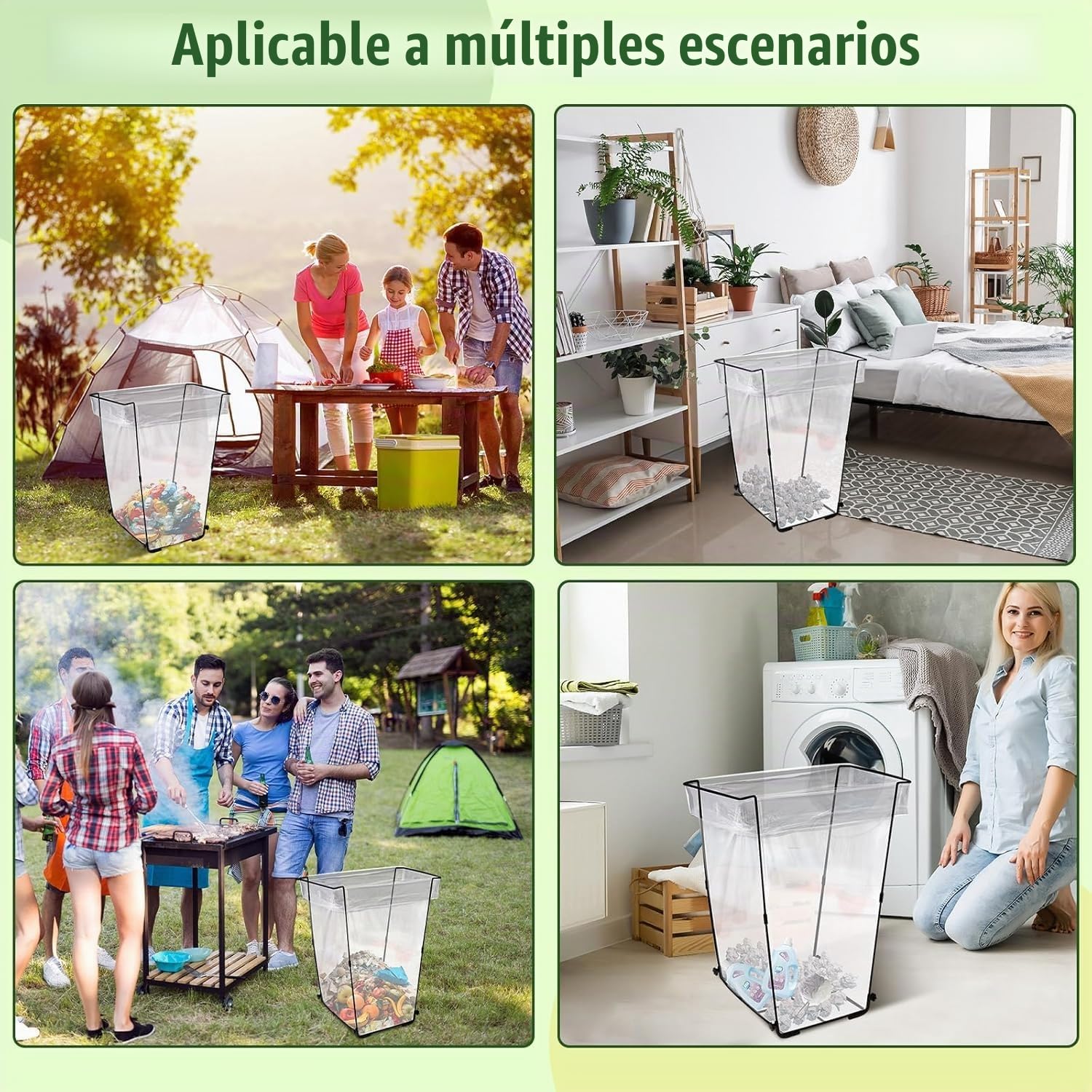 2PCS Soporte para Bolsas de Basura,Soporte para saco de hojas,Soporte Bolsas de basura de jardín,114-170L,Reutilizables,para Jardín Al Aire Libre, para Acampar,Barbacoa,Picnic,para ropa,basura,hojas