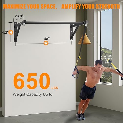 Miniatura 2 de Pull Up Bar Wall Mounted, Heavy Duty 650 lbs Capacity Chin Up Bar, 48" Multi-Grip Strength Training Pull-up Bars, for Home Gym GarageBackyard Total